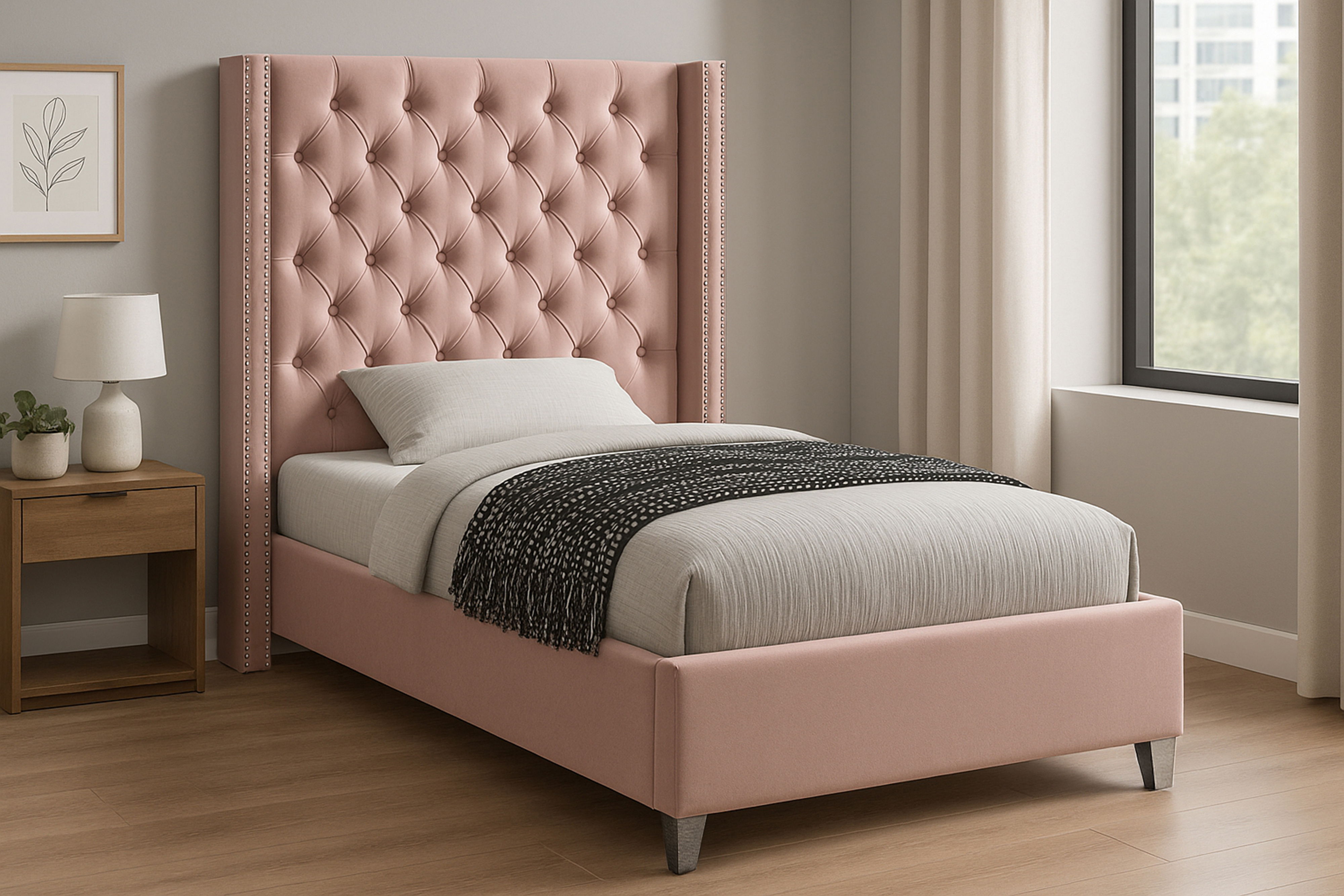 Aiden - Upholstered Twin Bed - Pink