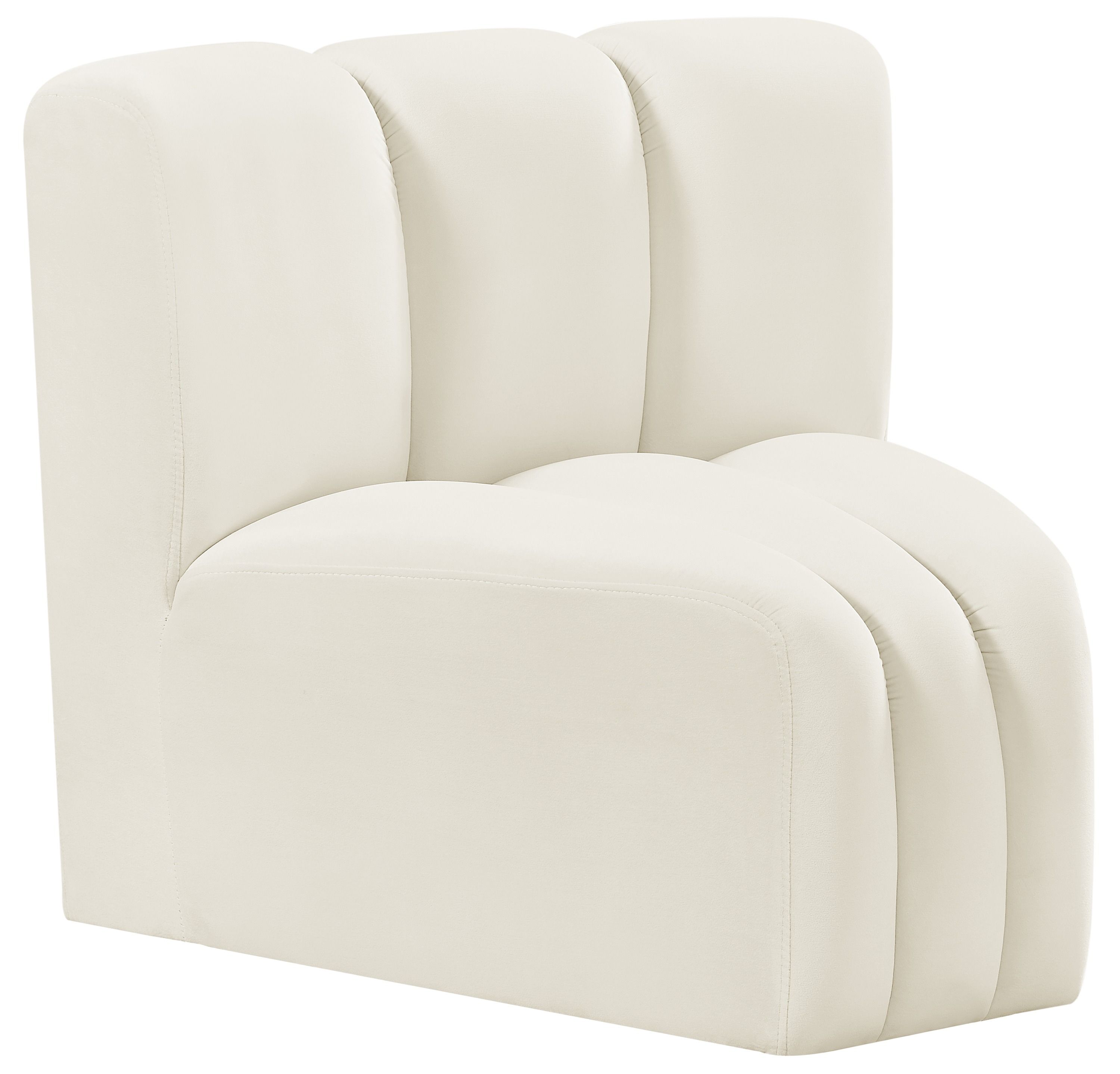 Arc - Velvet Curved Corner Chair - Cream