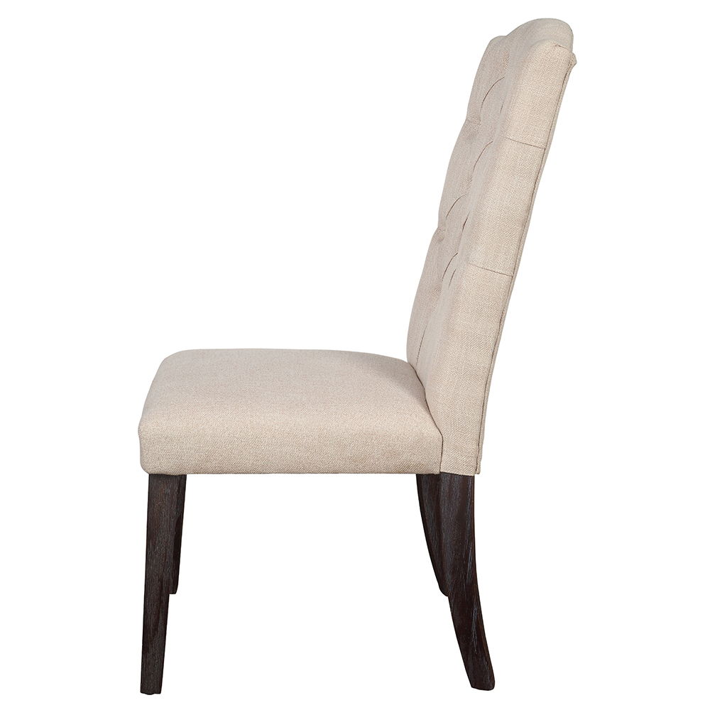 Gerardo - Side Chair (Set of 2) - Beige Linen & Weathered Espresso, beige, view 3