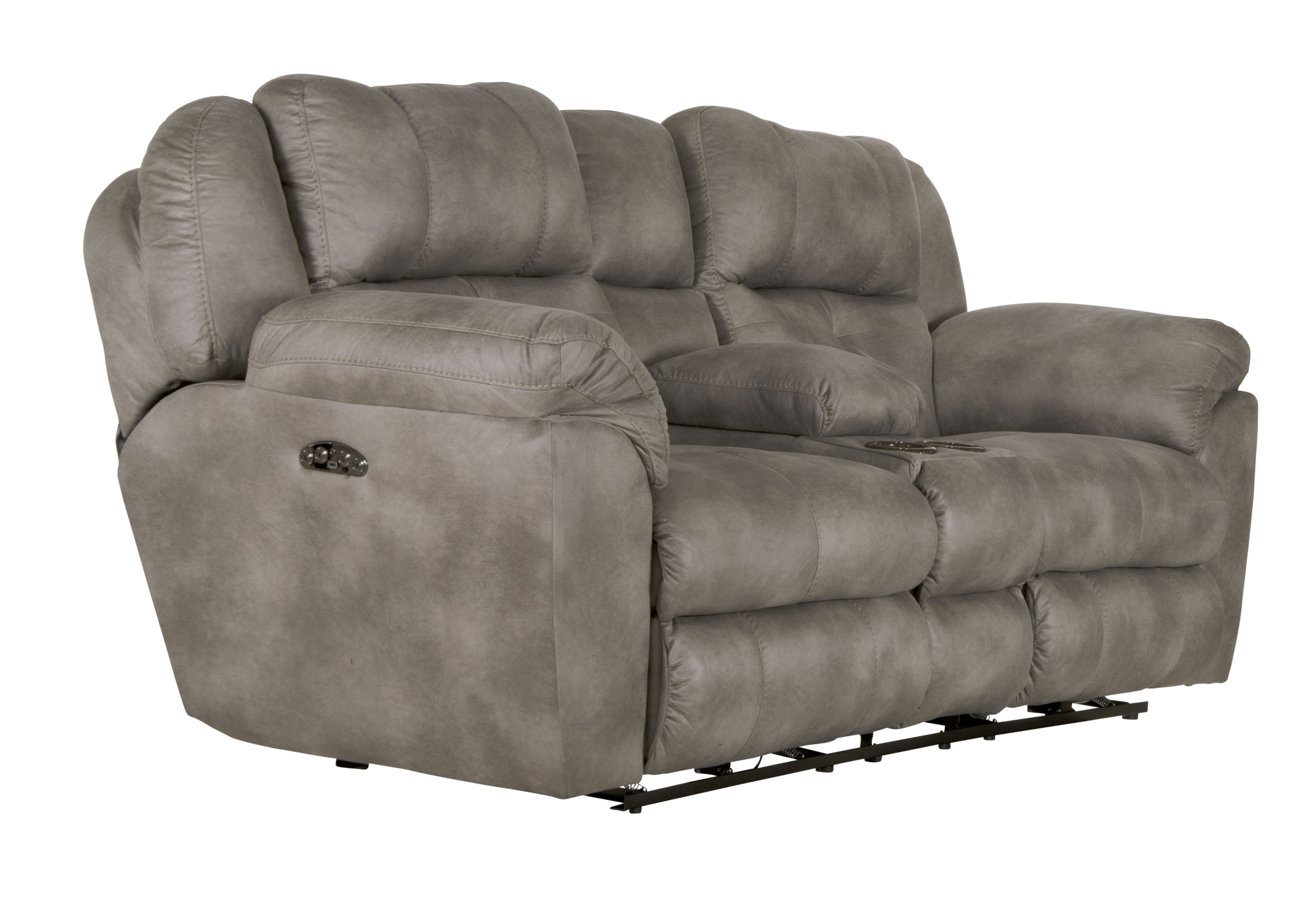 Ferrington - Power Reclining Lay Flat Console Loveseat With Power Adjustable Headrest - Steel