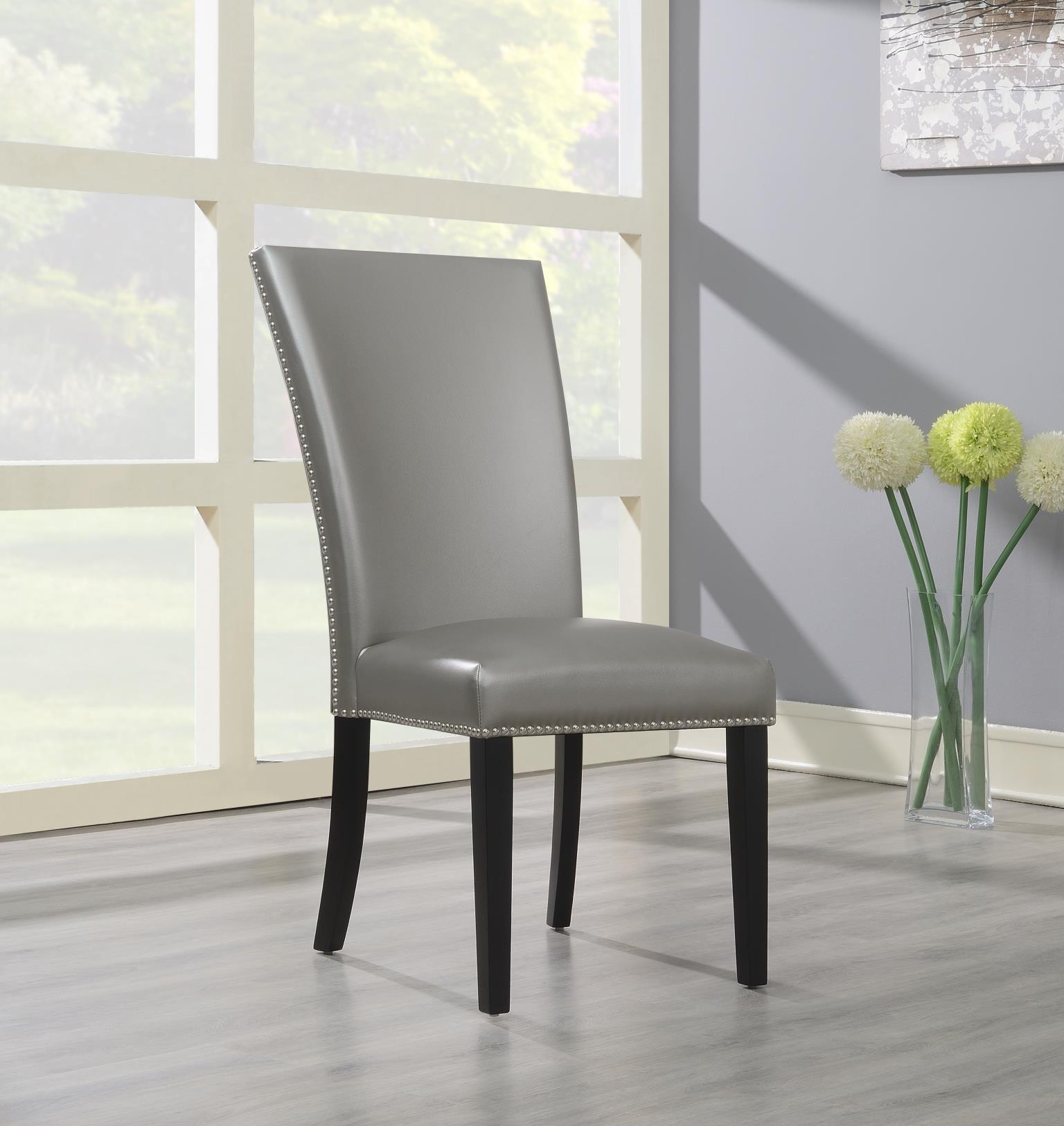 D135 - Faux Leather Dining Chair (Set of 2) - Silver