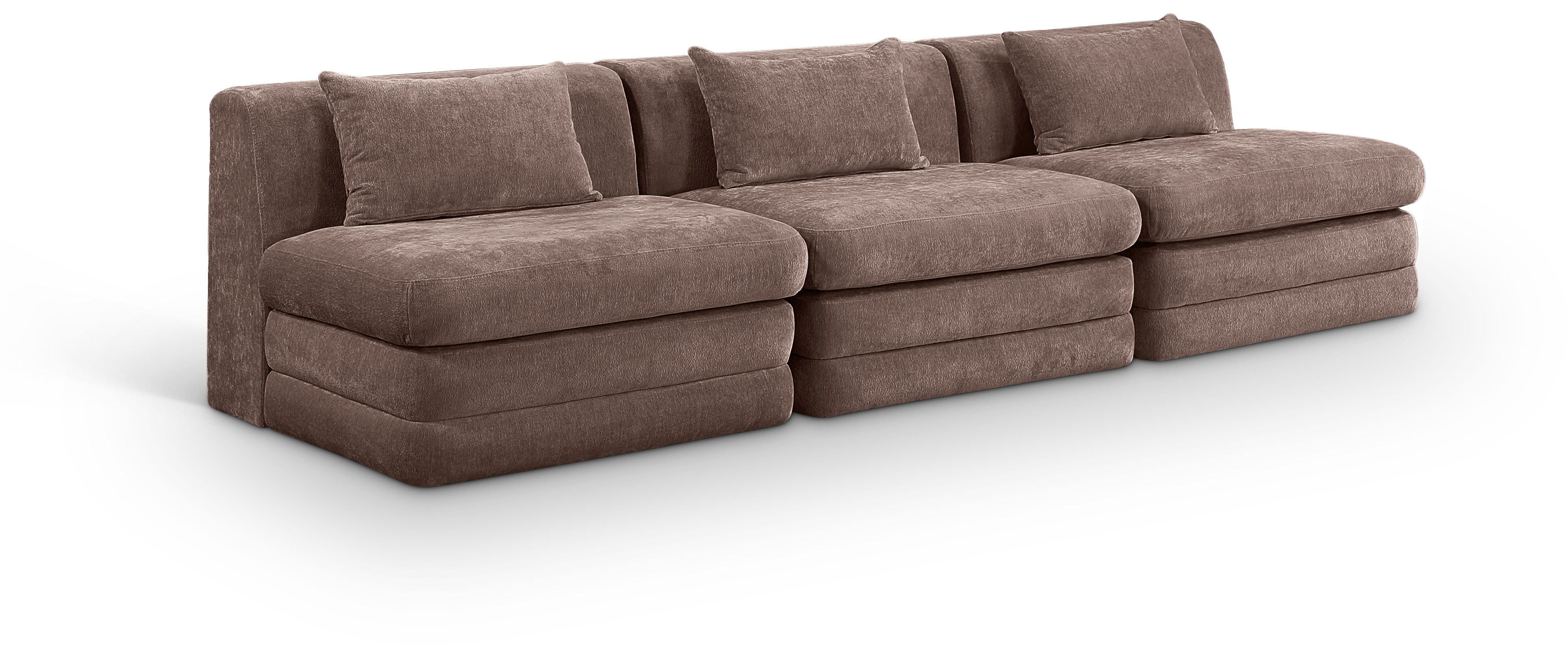 3 Pc · Chenille Fabric 114" Upholstered Modular Sofa