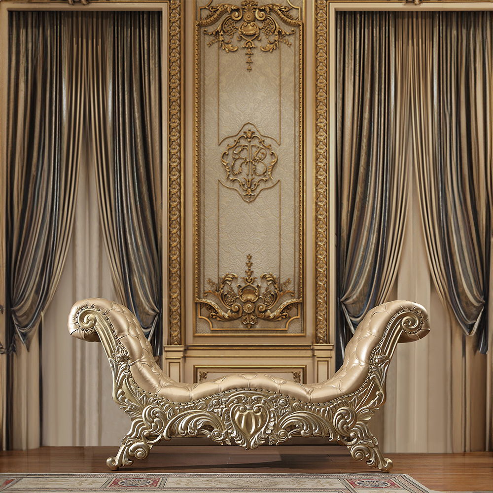 Vatican - Bench - Synthetic Leather, Light Gold & Champagne Silver, beige