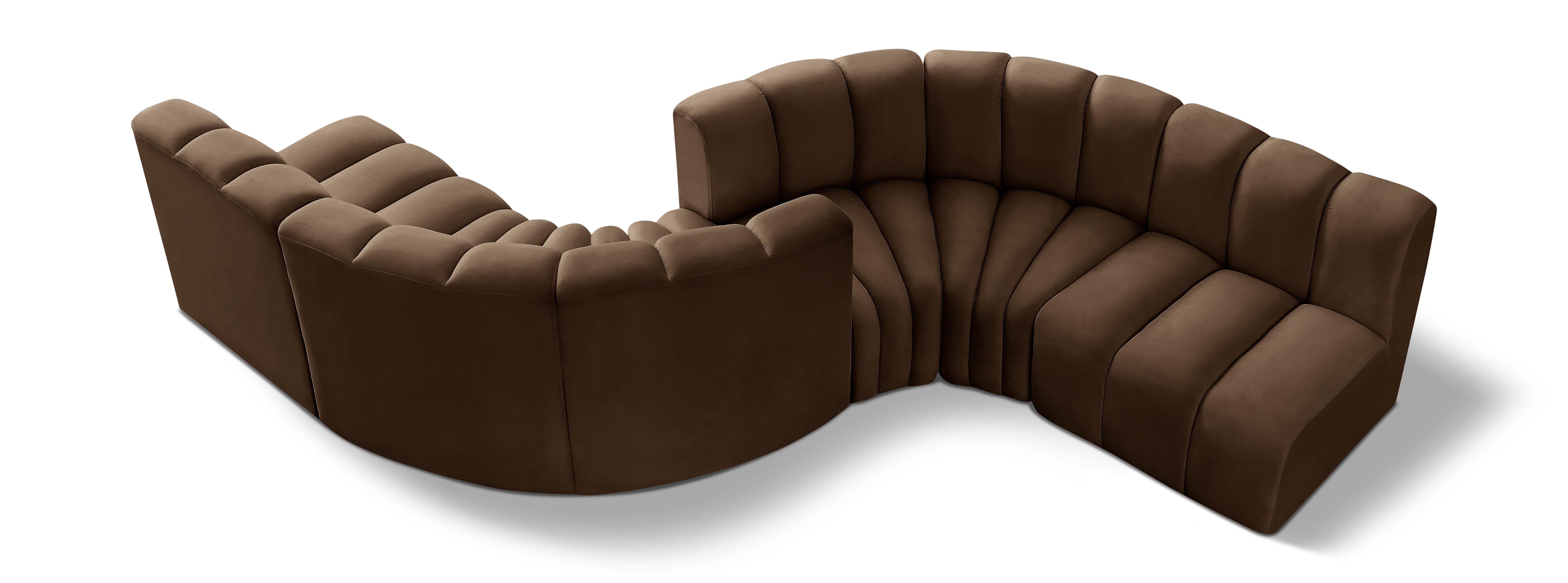 Arc - Velvet 6 Piece Modular Sofa - Brown