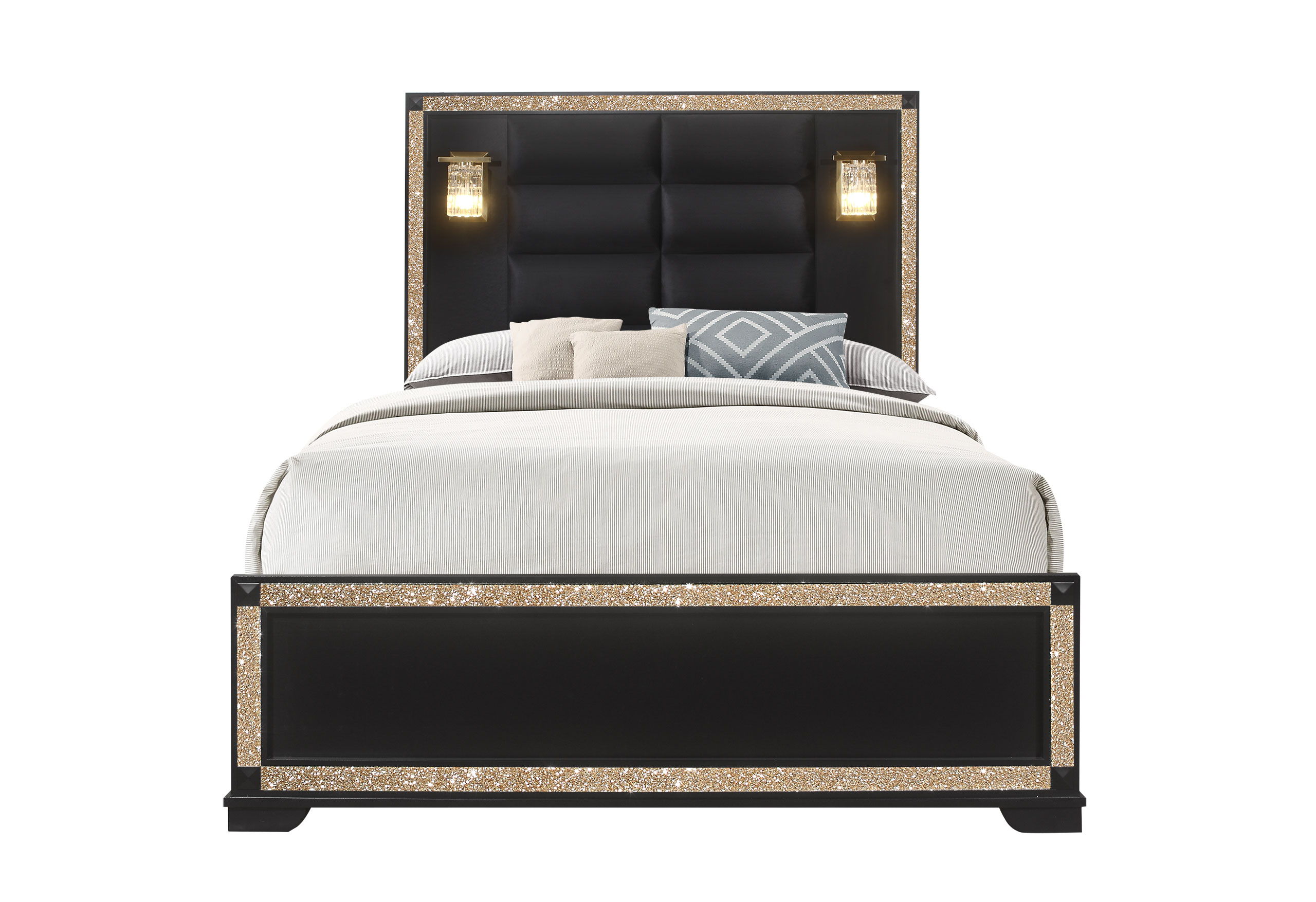 Queen Bed With Lamps