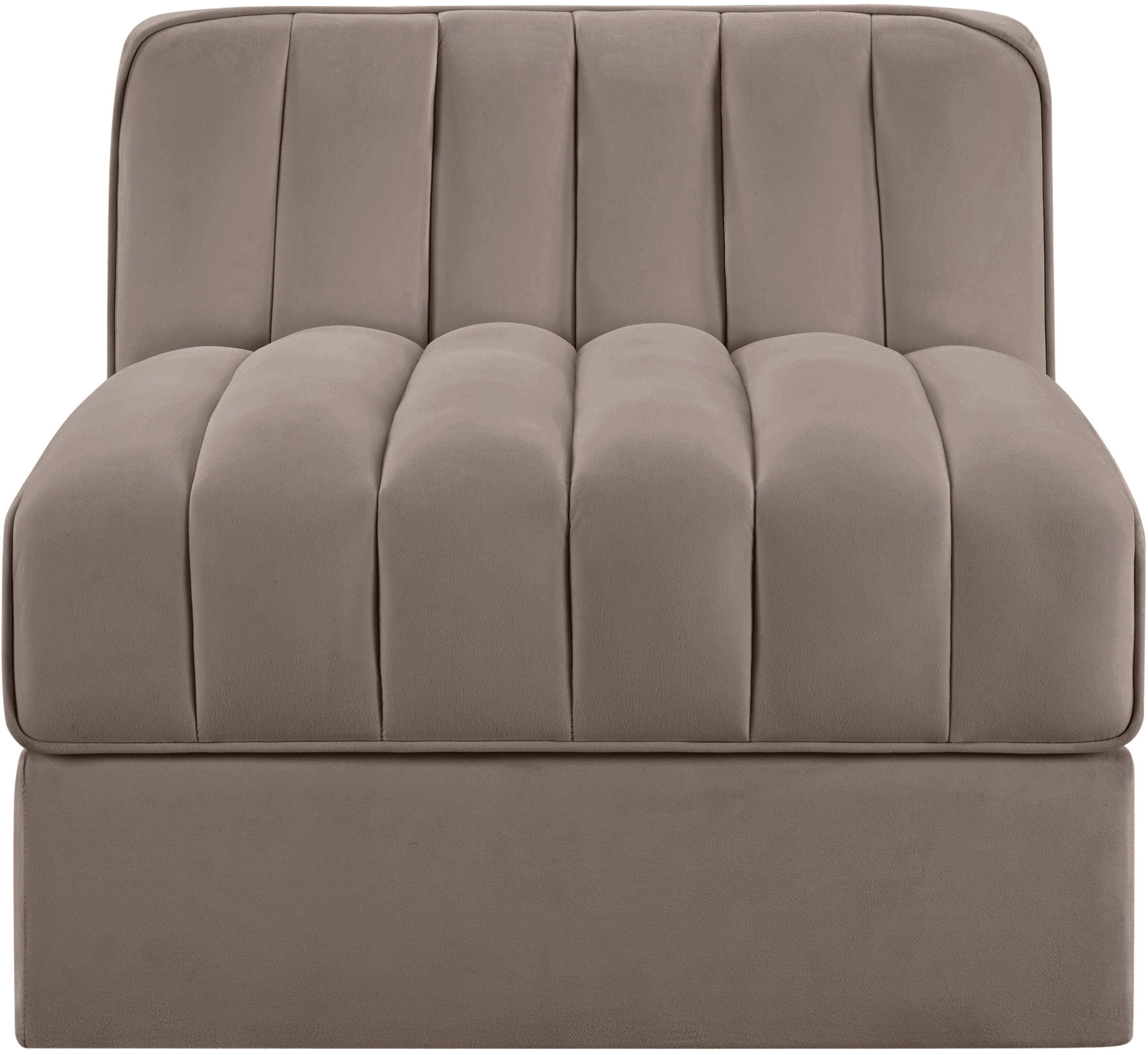 Rummi - Velvet Performance Fabric Upholstered Modular Armless Chair - Taupe