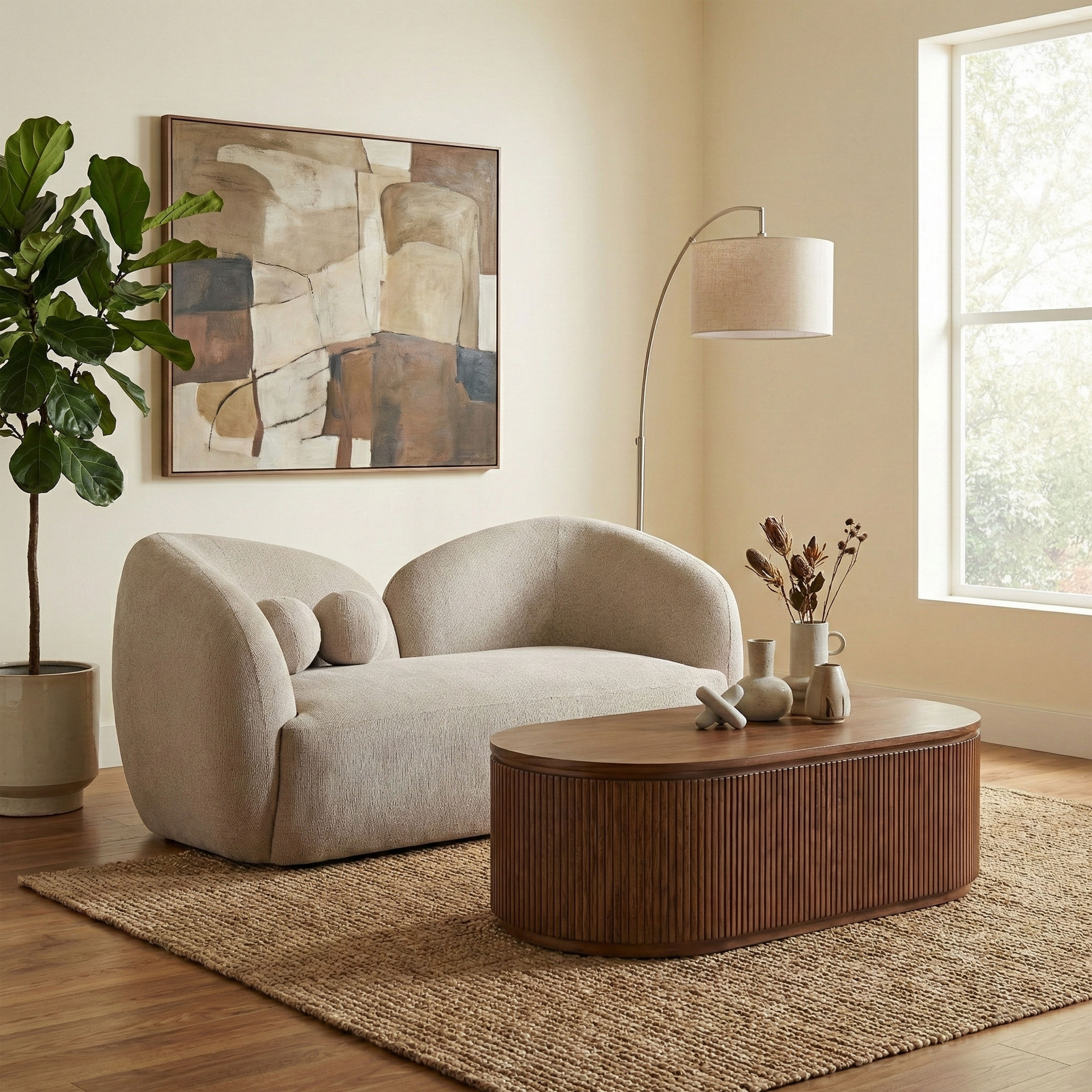 Elowen - Fabric Upholstered Loveseat - Beige