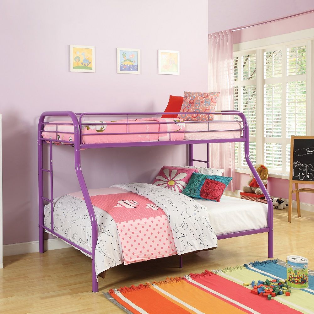 Tritan - Twin Over Full Bunk Bed - Purple, purple
