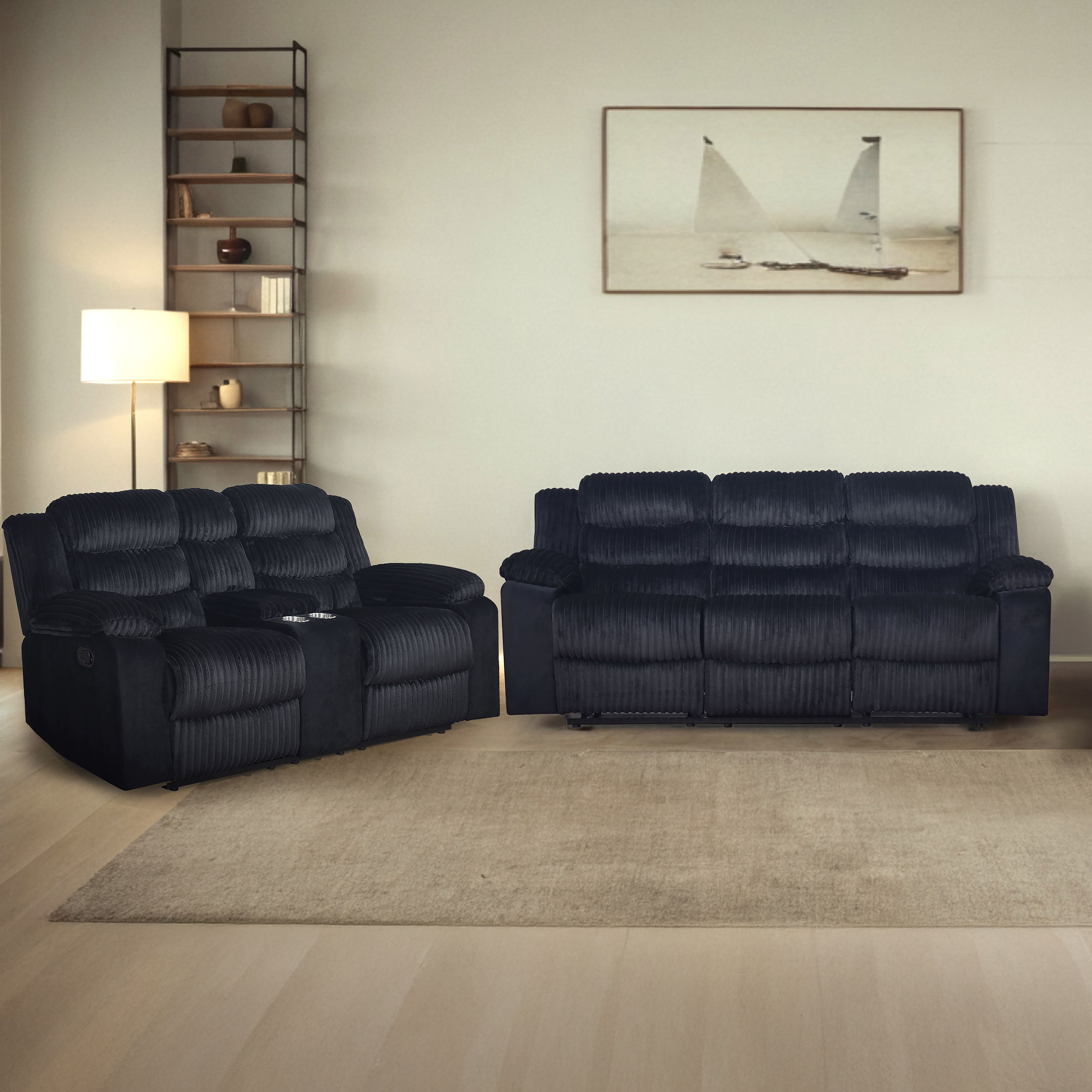 Willow - 2 Piece Sofa & Loveseat - Black