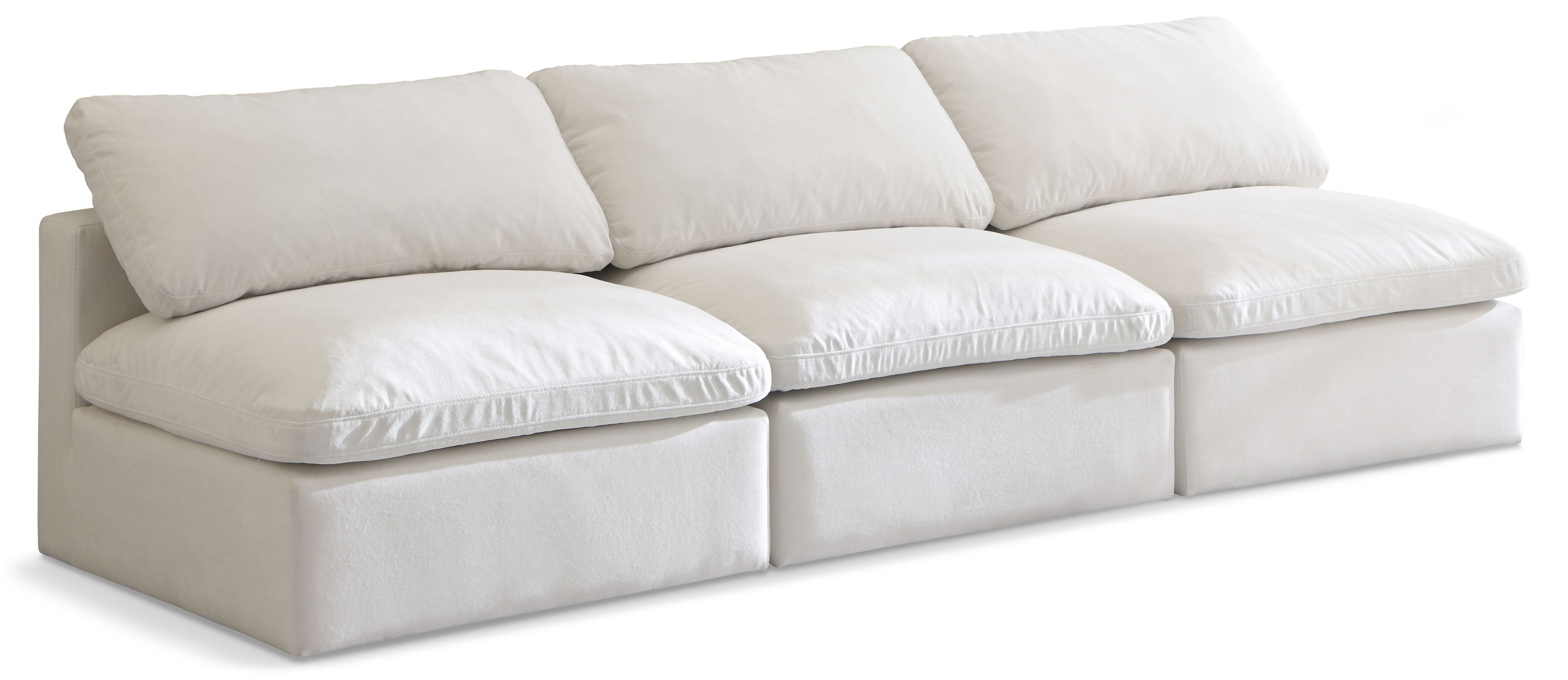 Plush - 3 Seat Modular Armless Sofa - Cream