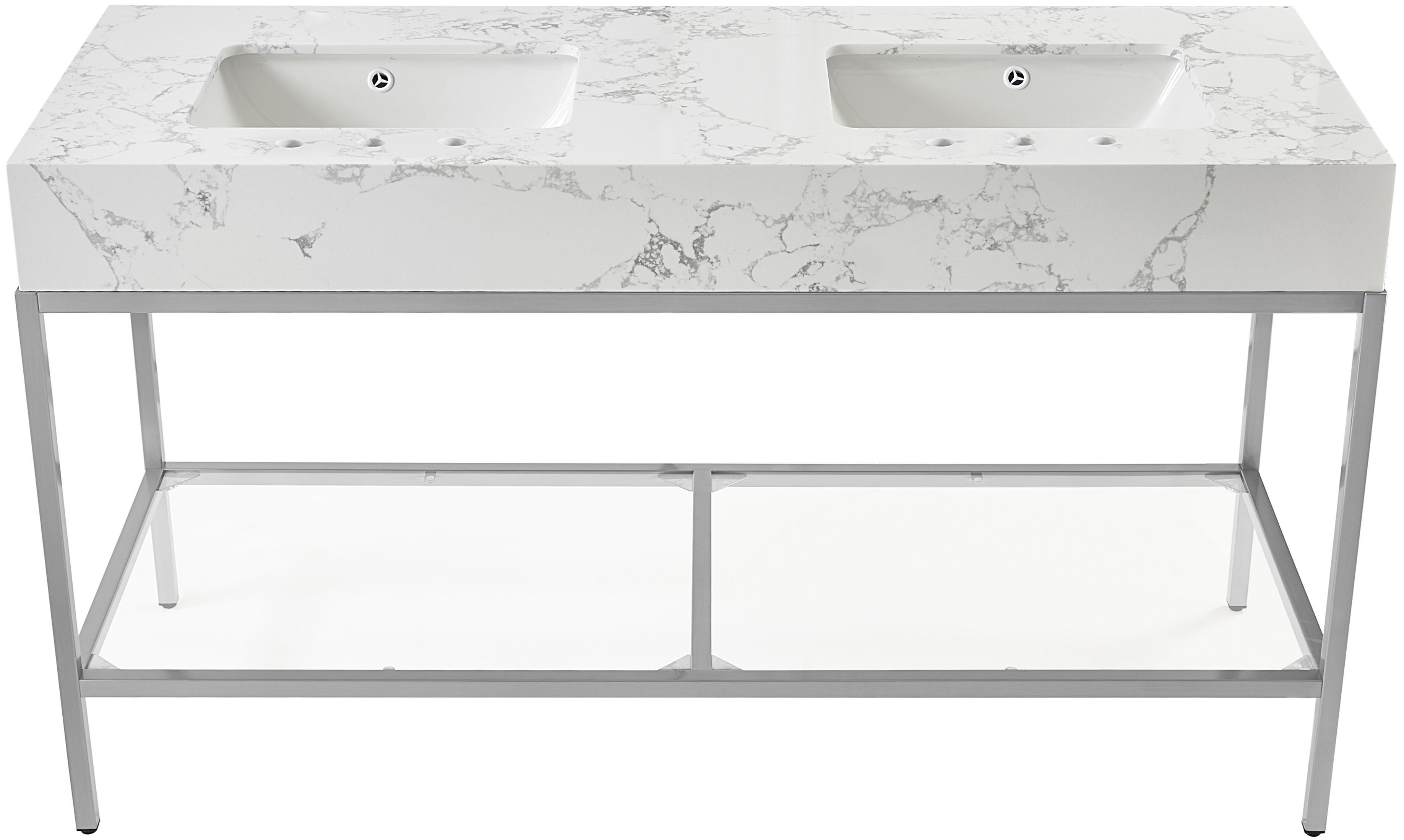 Marmo - 60" Engineered Marble Bathroom Vanity With Chrome Base - White