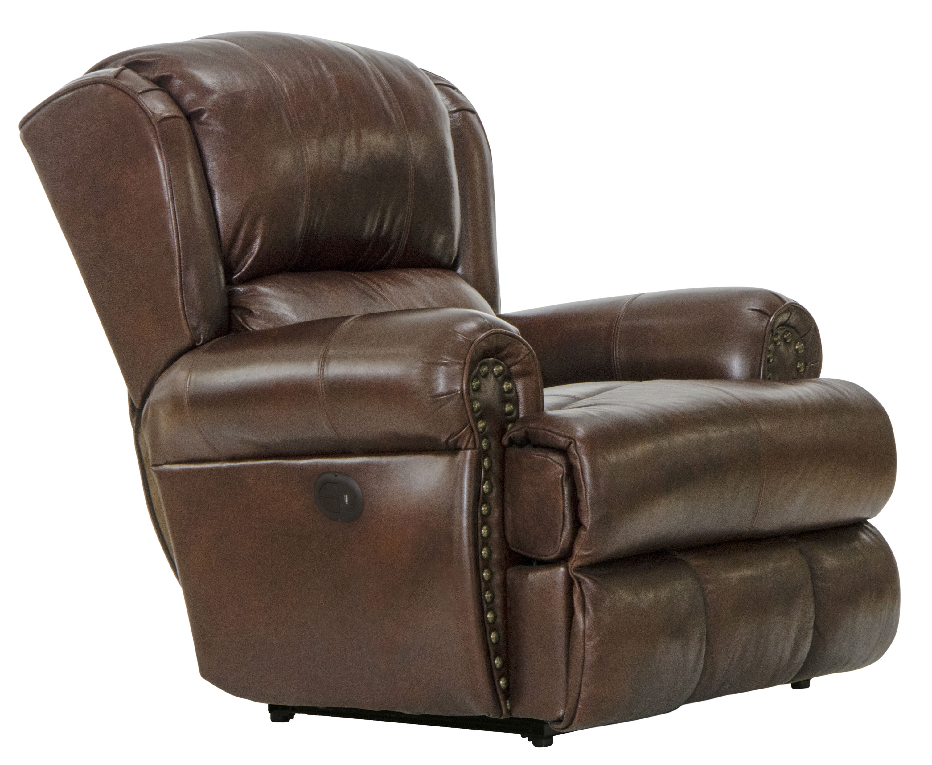 Duncan - Leather Power Deluxe Lay Flat Recliner - Walnut
