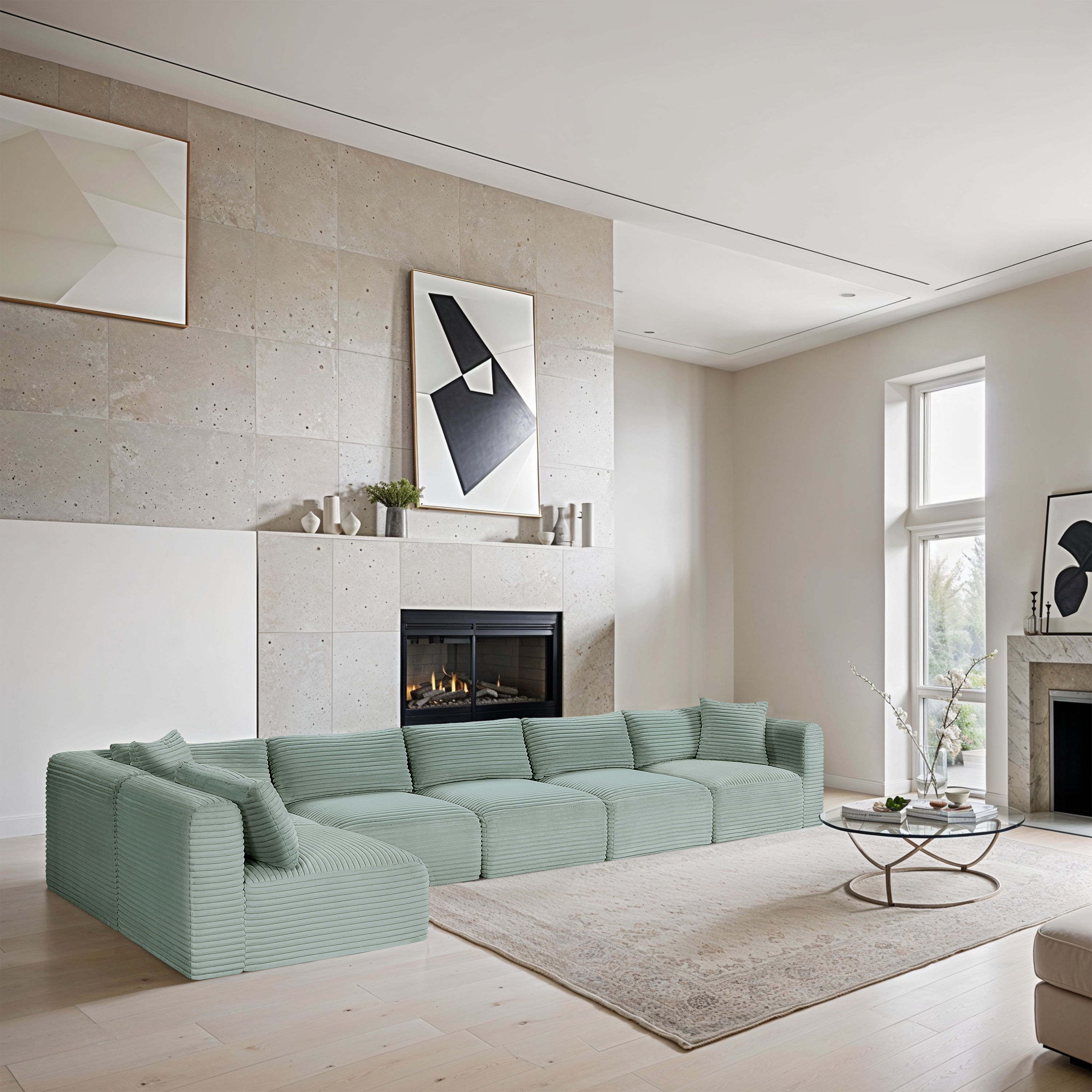 Shaggy - 6 Piece Modular Sectional - Mint