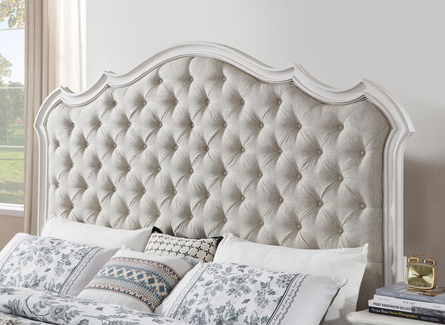 B072 - King Bed - Antique White