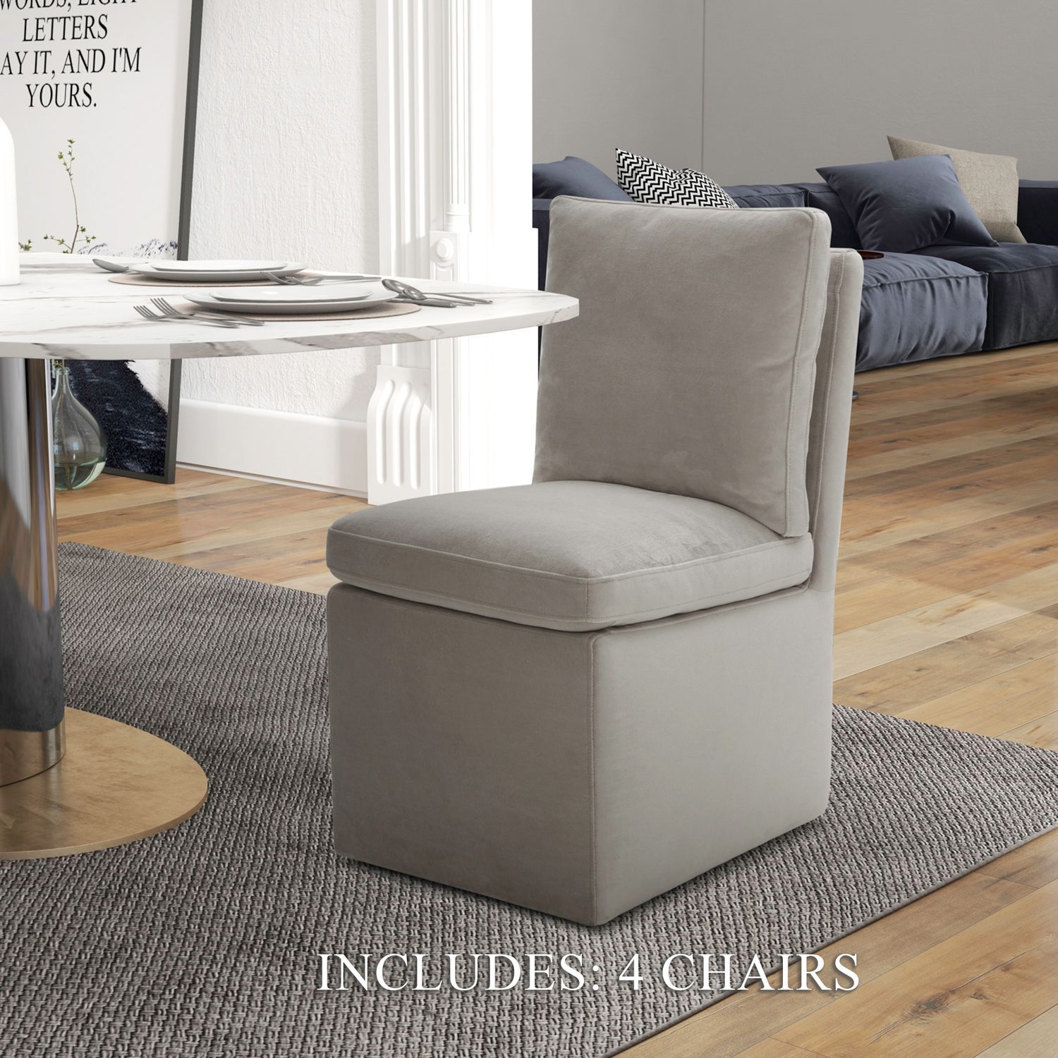 Accent Dining - Accent Dining Chairs With Casters (Set of 4) - Gray Image