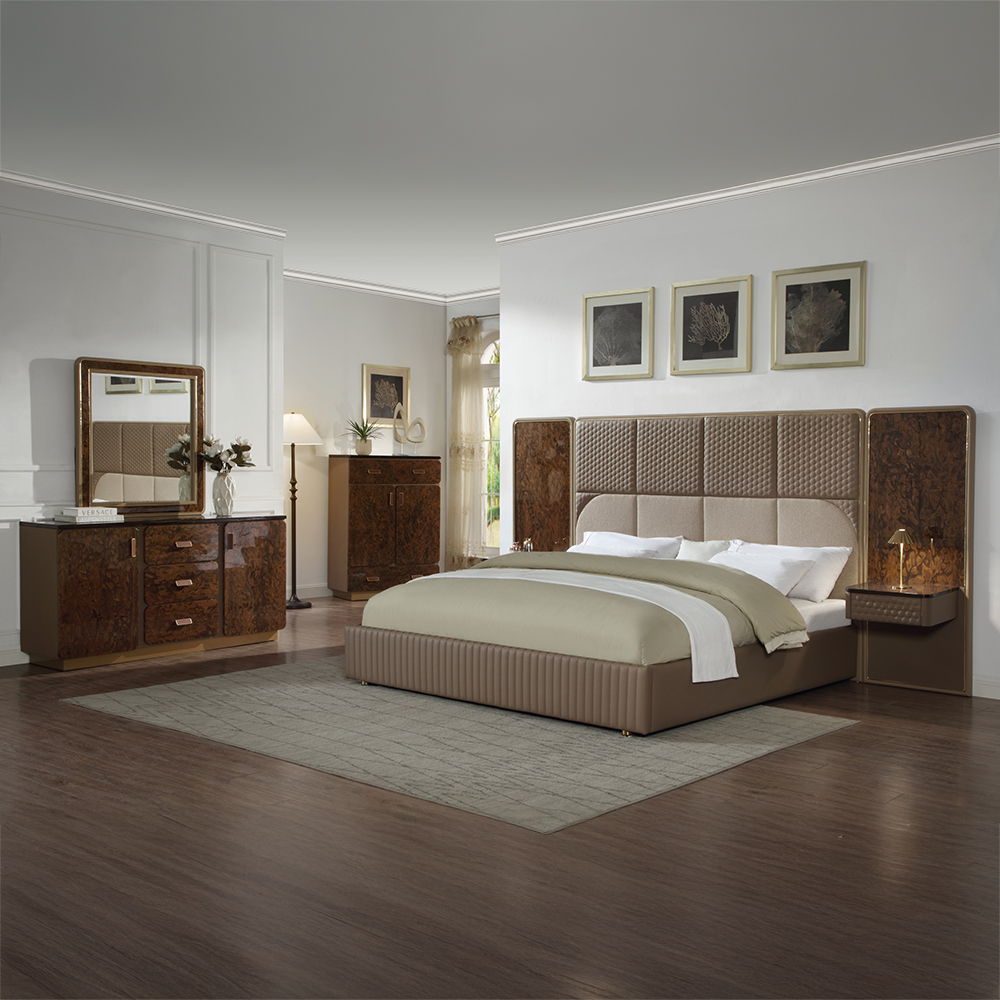Marcelino - Eastern King Bed - Brown & Beige, light brown, view 2