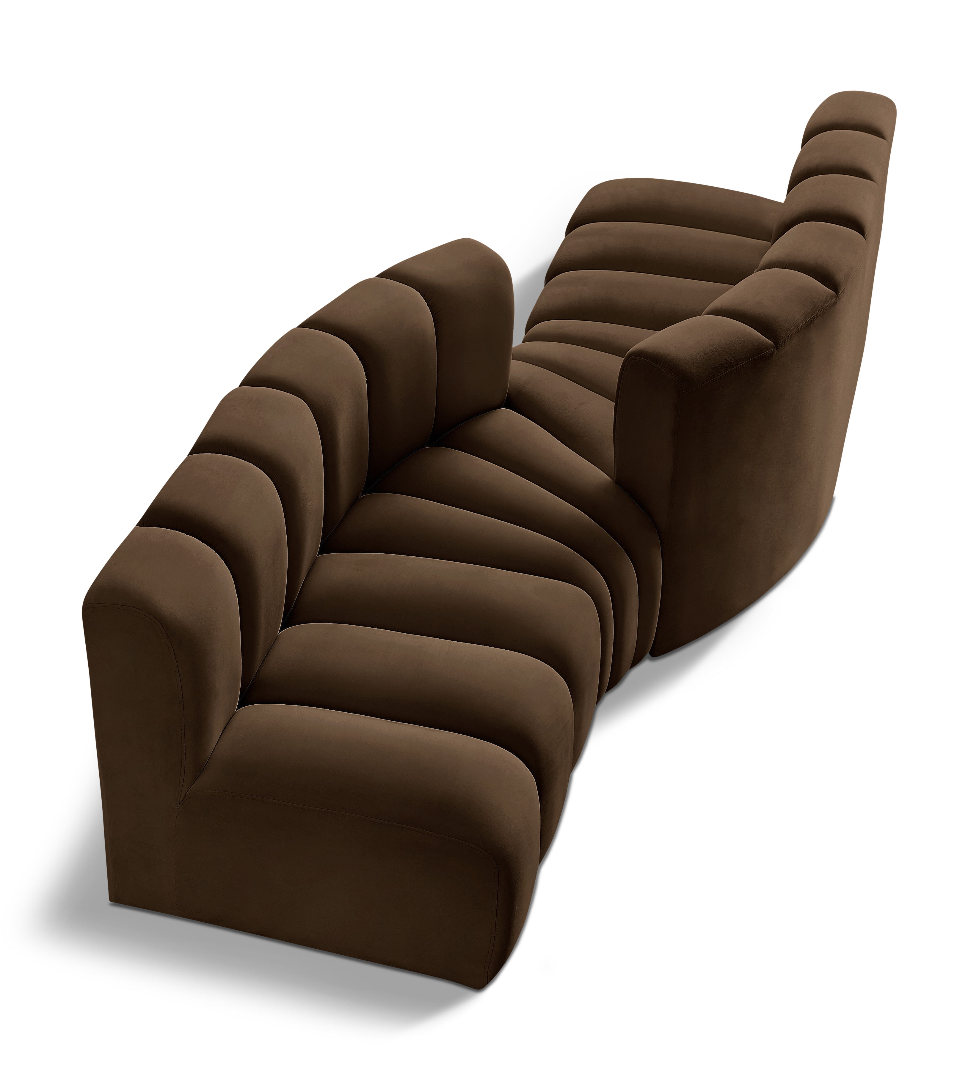 Arc - Velvet 4 Piece Sofa - Brown