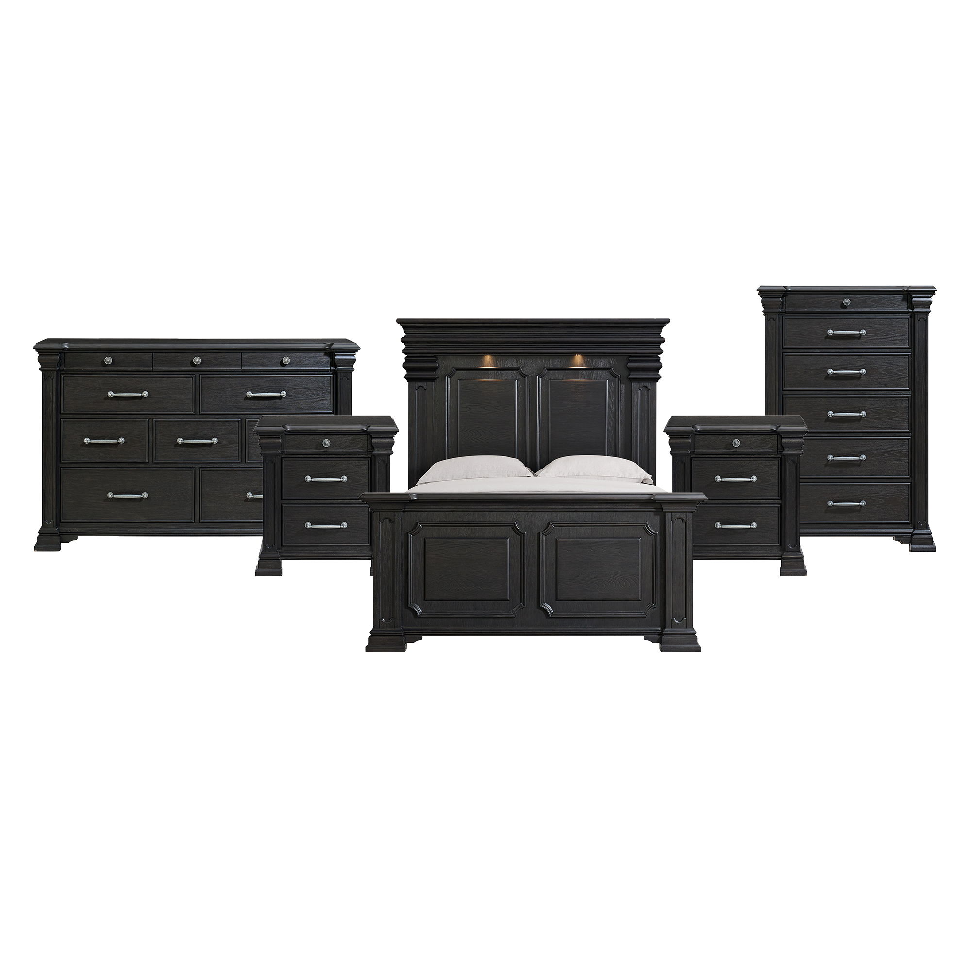 King · 5 Pc · Bedroom Set With 2 Nightstands, Dresser & Chest
