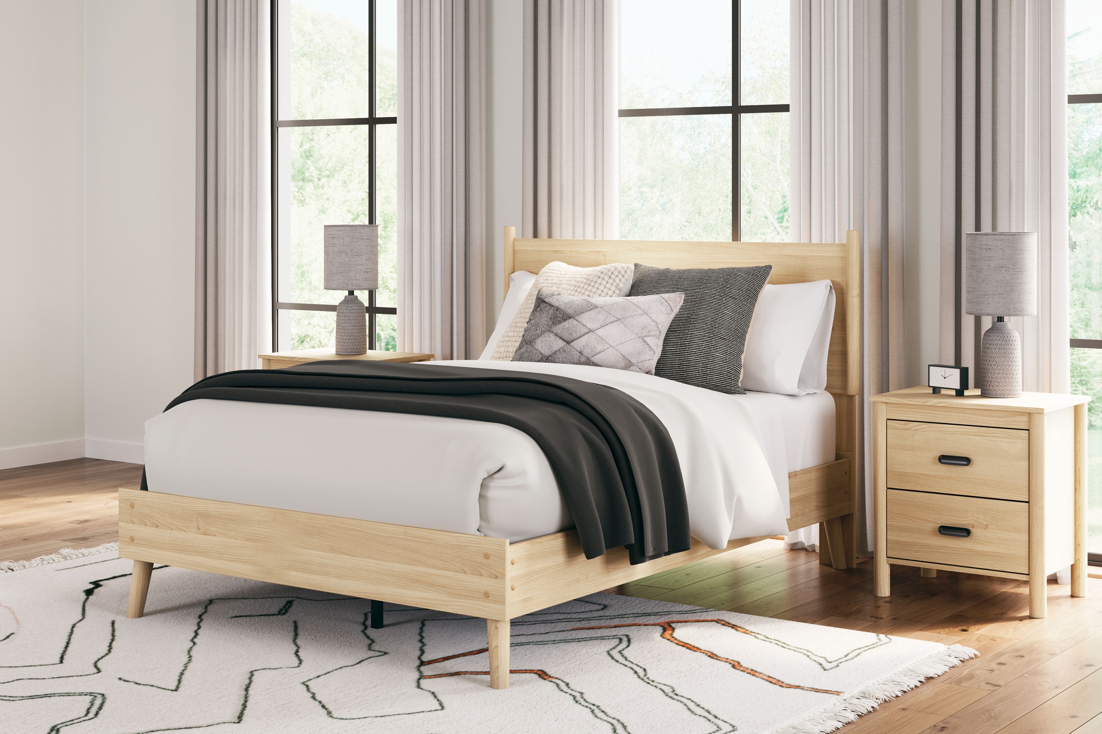 Cabinella - Full Platform Panel Bed - Tan