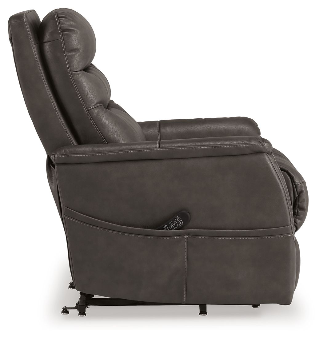 Ashley Furniture Strawbill - Power Lift Recliner - Shadow - Image 6