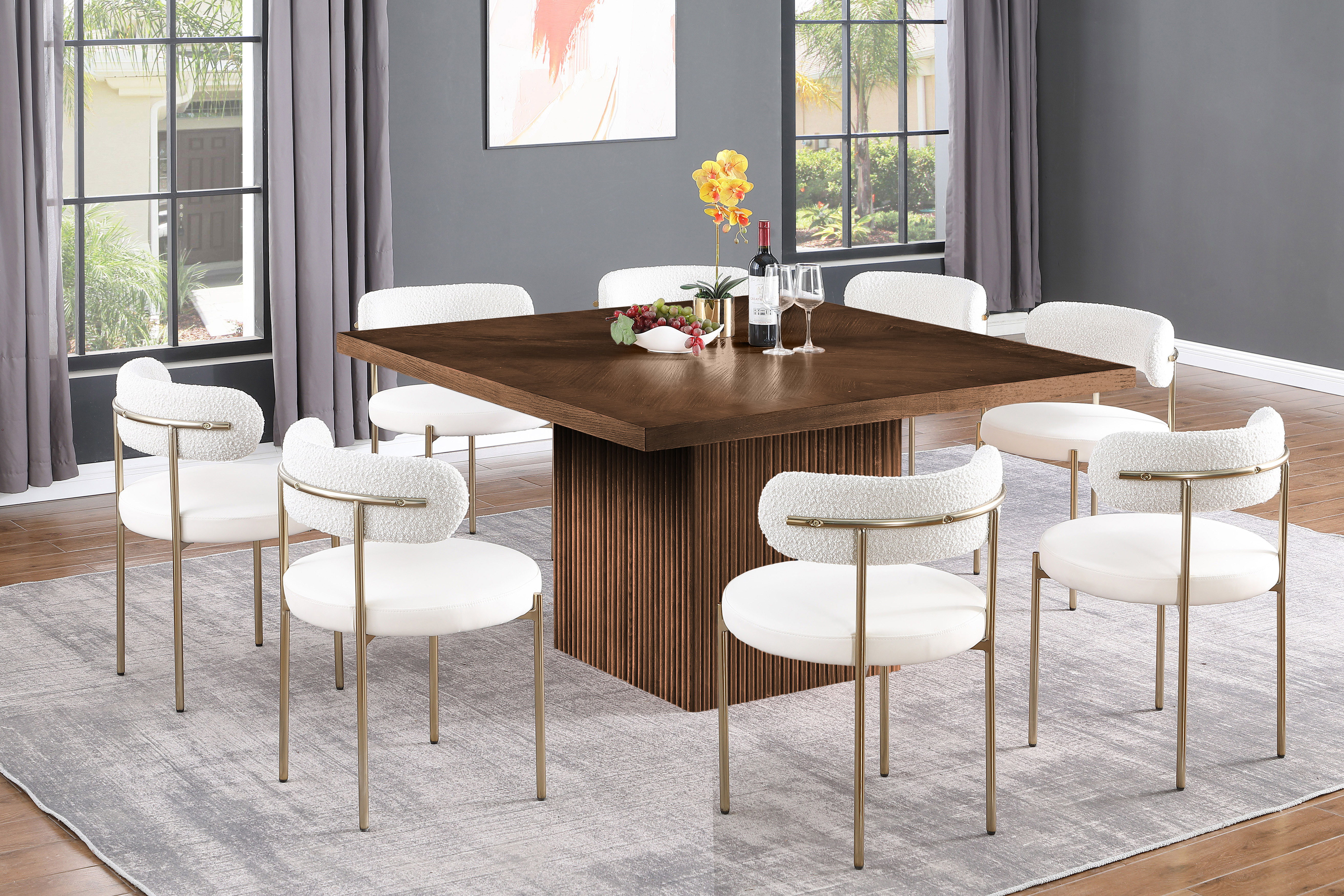 Belinda - Beech Wood And Oak Veneer 54" Dining Table - Brown