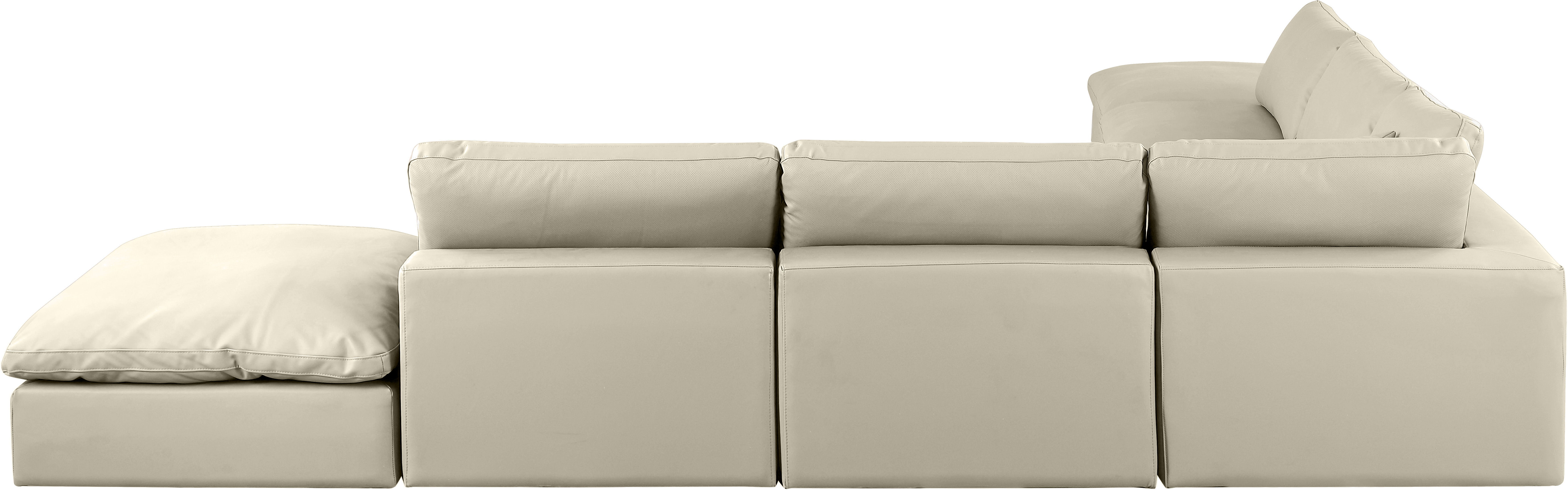 Comfy - 7 Piece Faux Leather Modular Corner Sectional - Cream