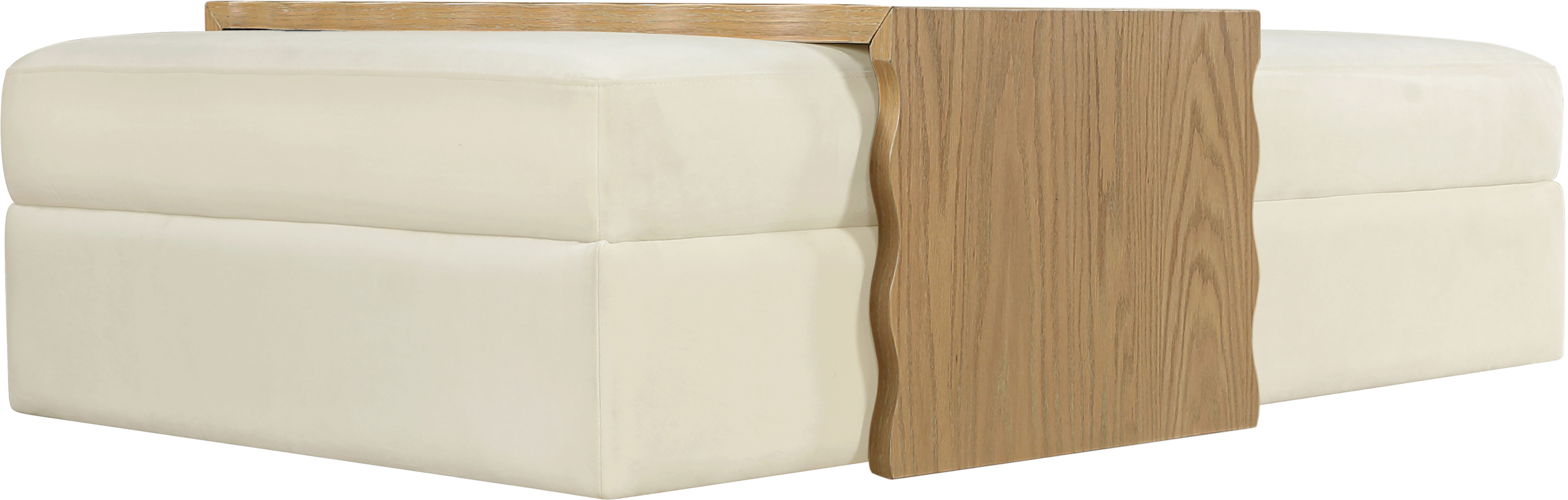Woodra - Coffee Table / Ottoman - Cream / Light Brown