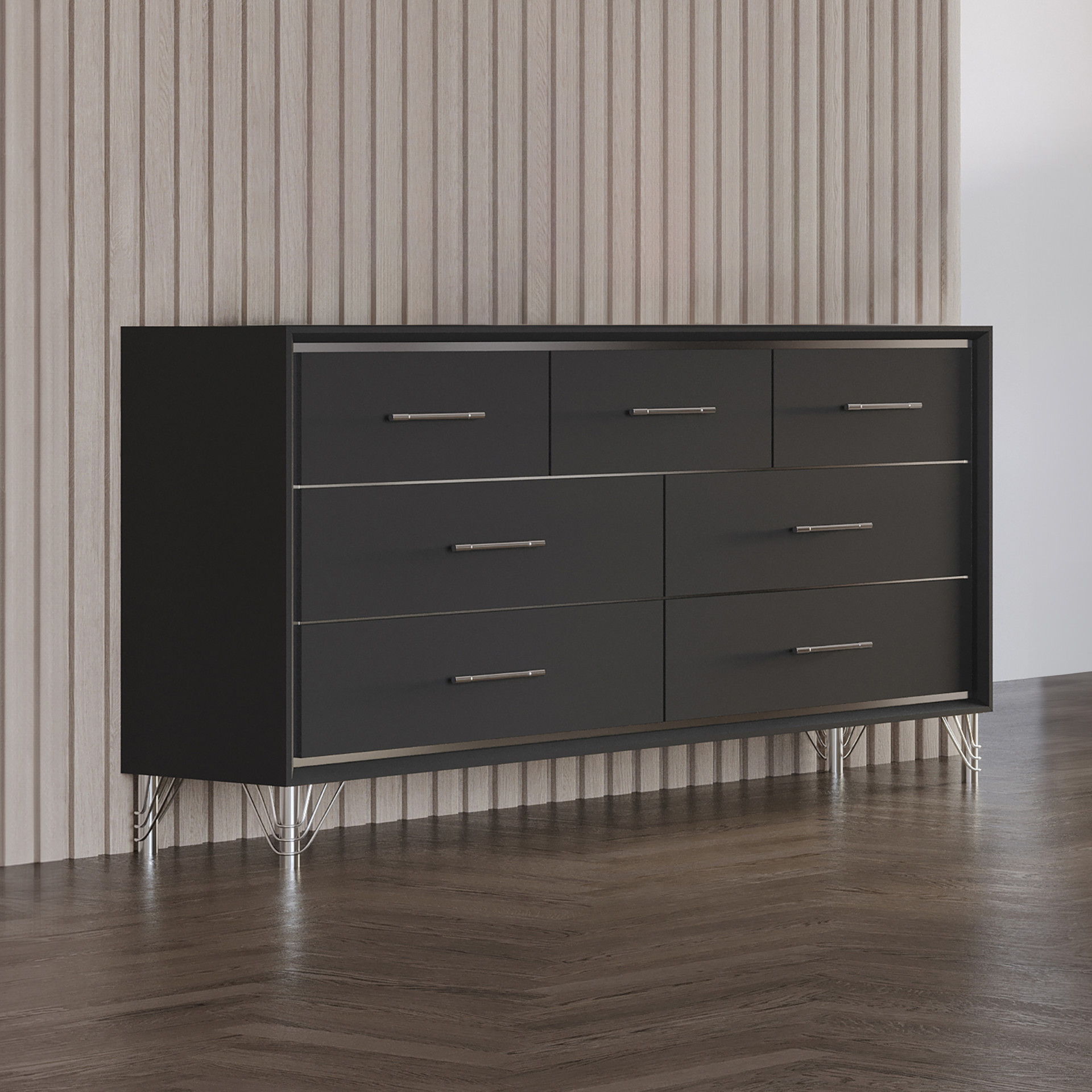 Ava - 7 Drawer Dresser - Ebony, black