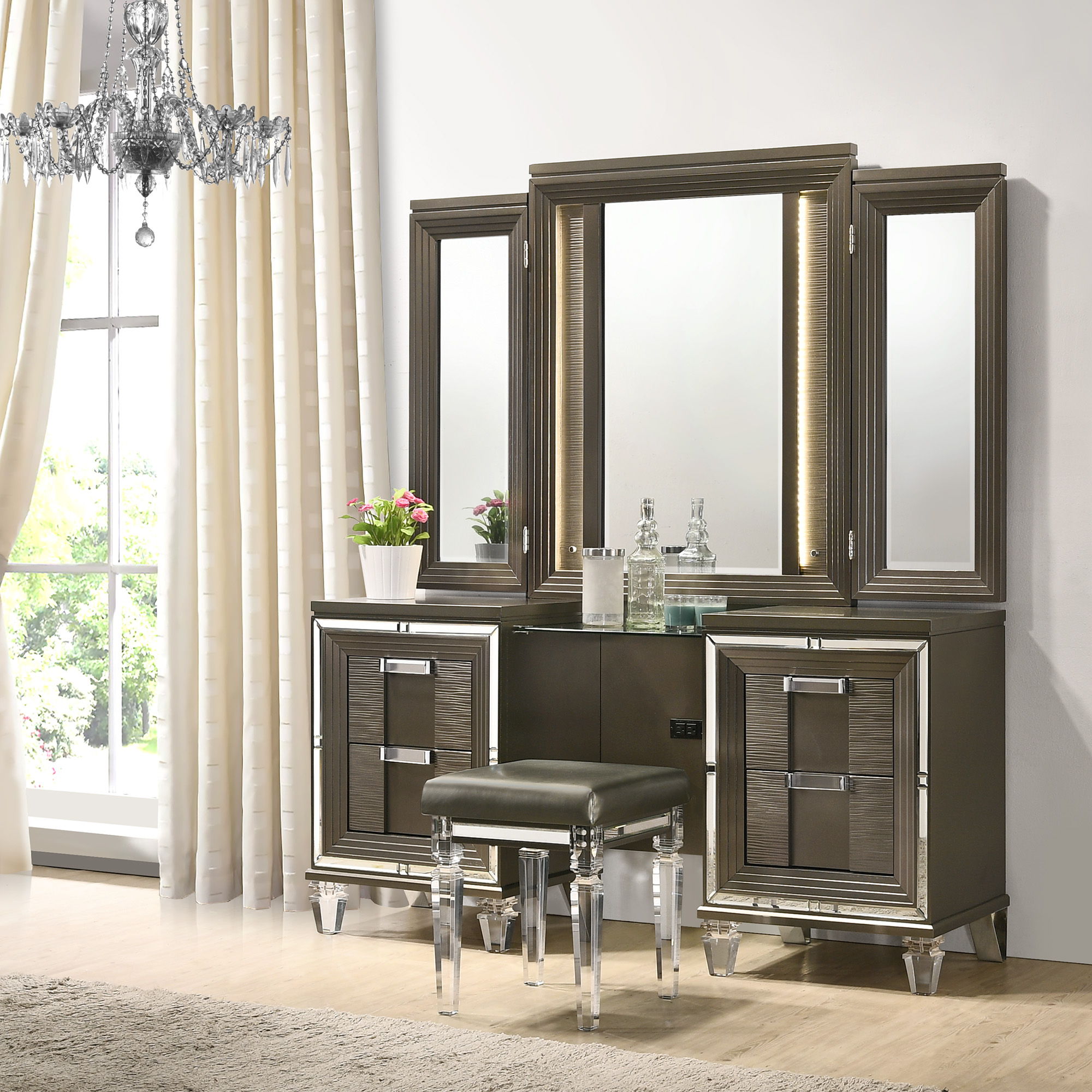 Twenty Nine - 16.14" Vanity Stool With Acrylic Leg - White
