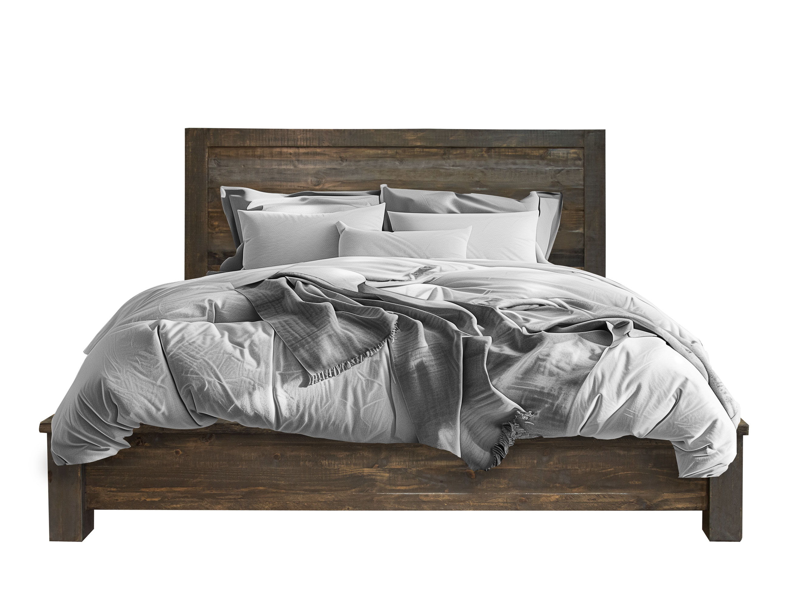 International Furniture Direct Loft Brown - King Platform Bed - Dark Brown