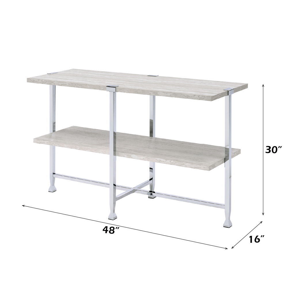 Brecon - Sofa Table - White Oak & Chrome, white, view 3