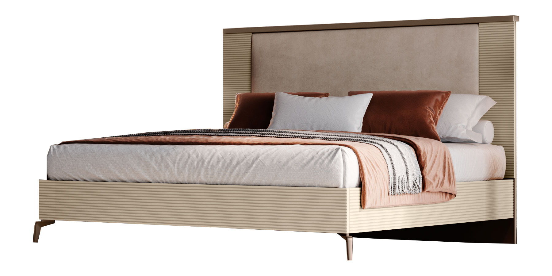 Linea - Queen Size Bed Upholstered - Light Beige