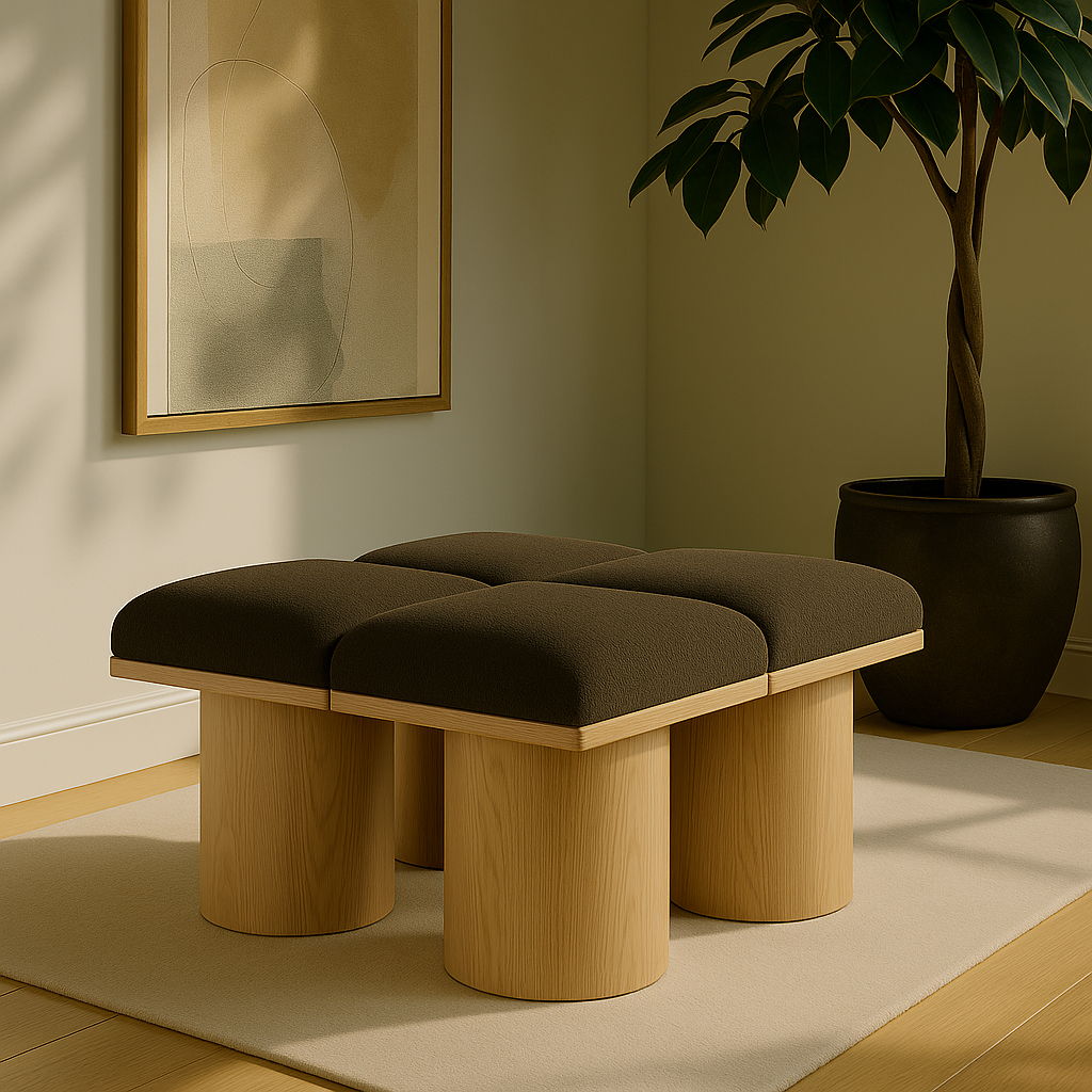 Pavilion - 36" 4 Piece Modular Bench With Natural Base - Brown