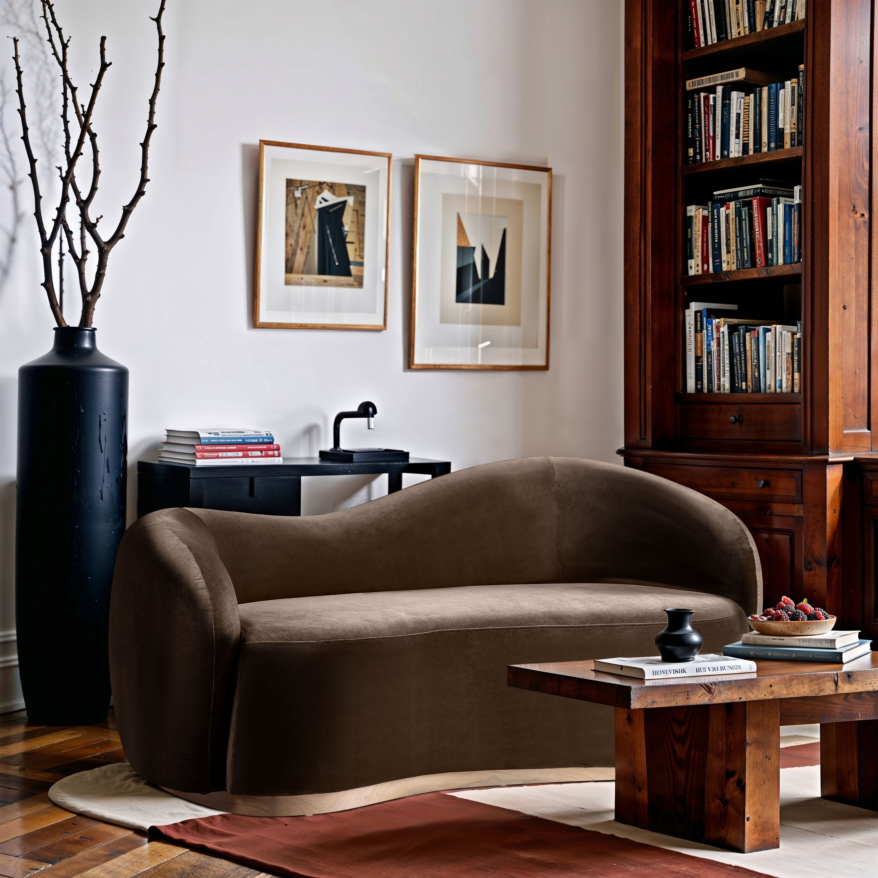 Gustavo - Velvet 72.5" Upholstered Loveseat - Brown