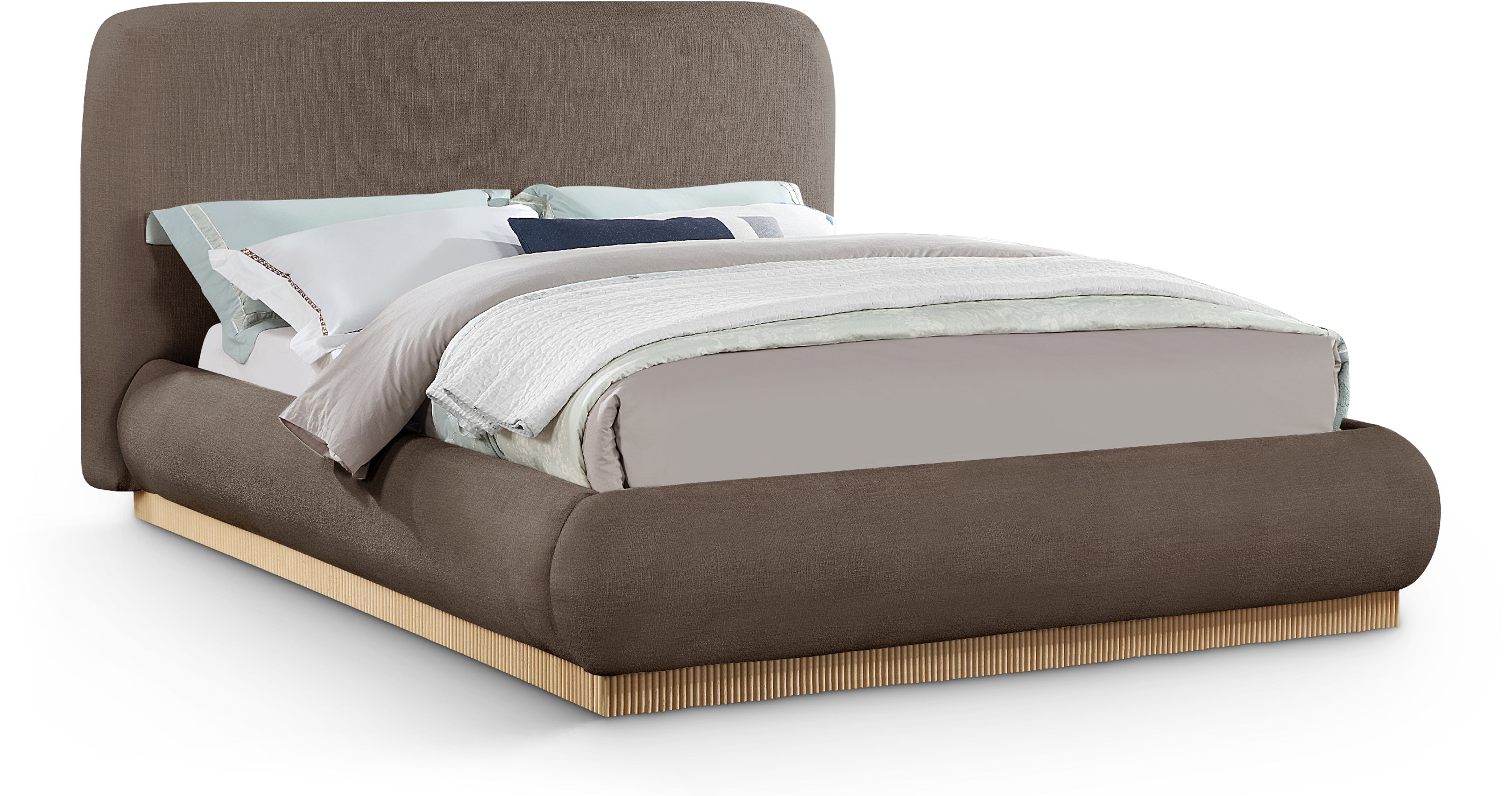 Rigby - Linen Queen Bed With Natural Base - Brown