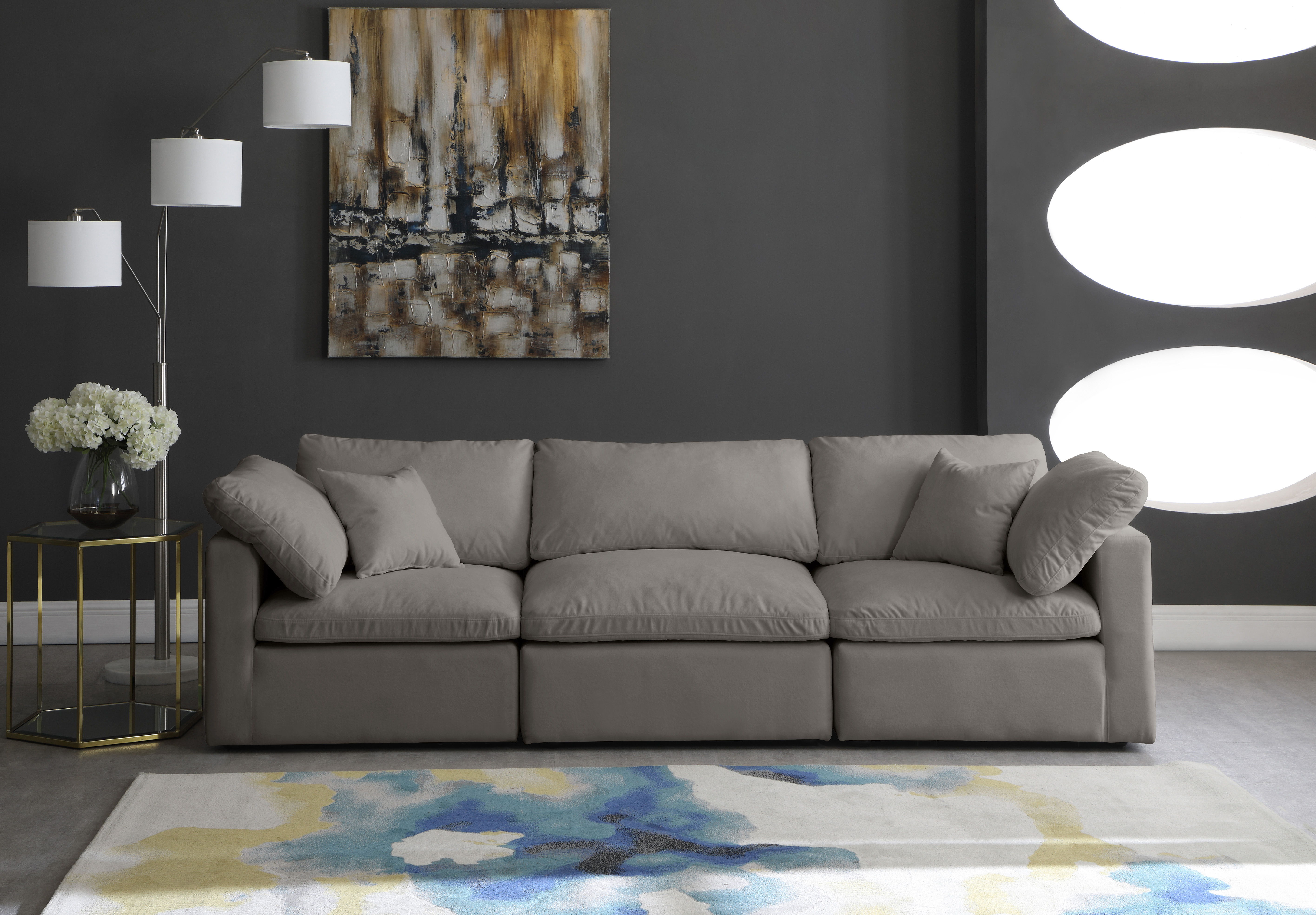 Plush - 3 Piece Modular Sofa - Gray