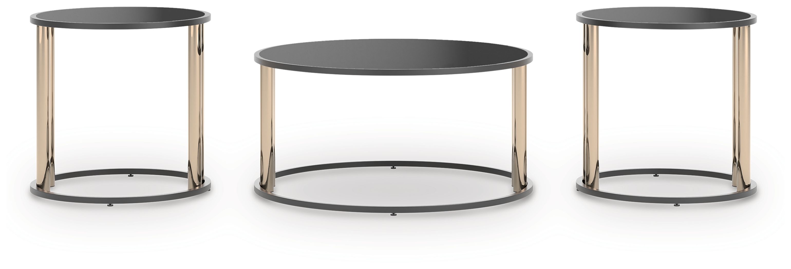 Ashley Furniture Hannerly - Occasional Table Set (Set of 3) - Black / Gold Finish - Image 3