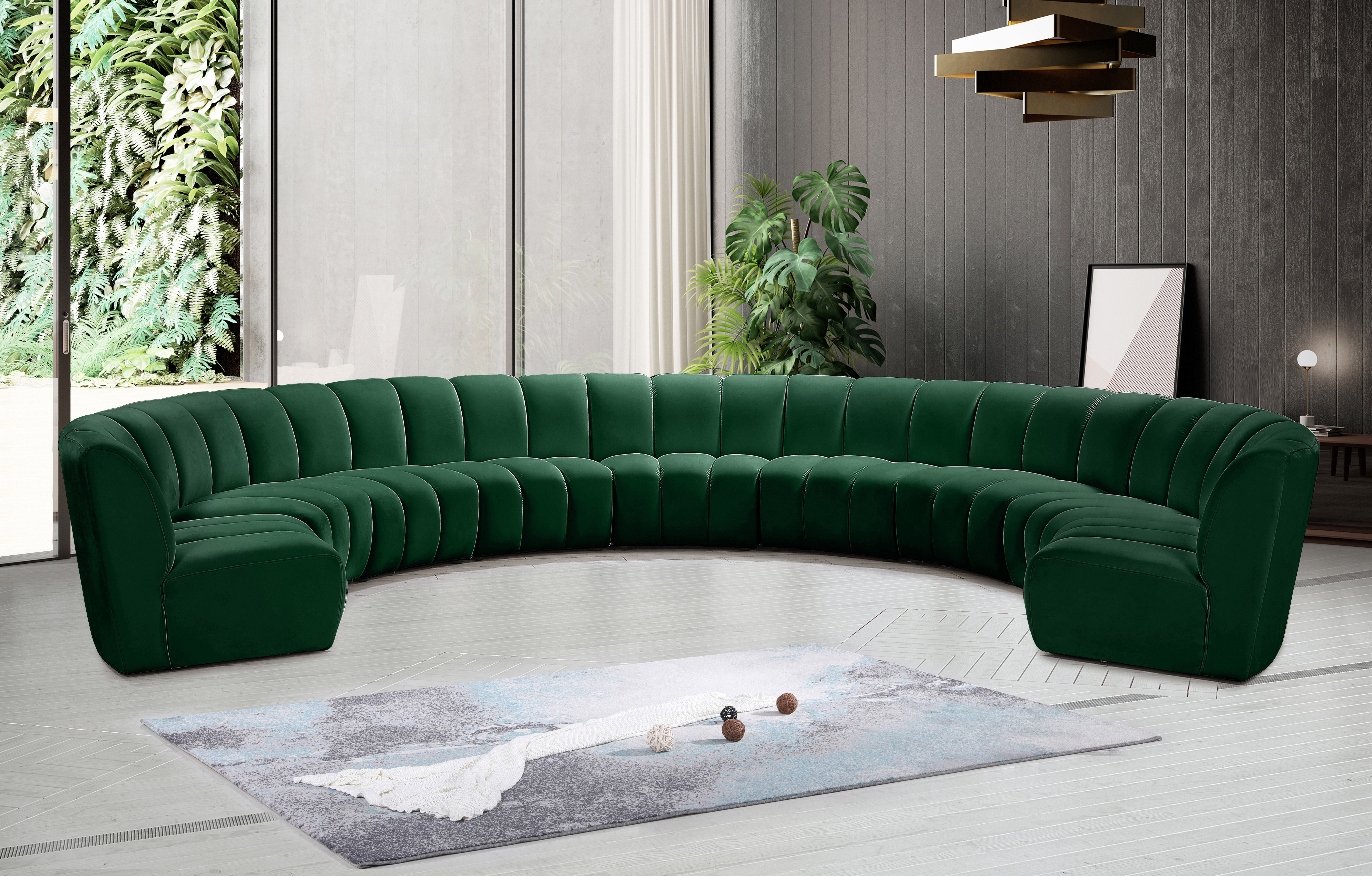 Infinity - 9 Piece Fabric Modular Sectional - Green