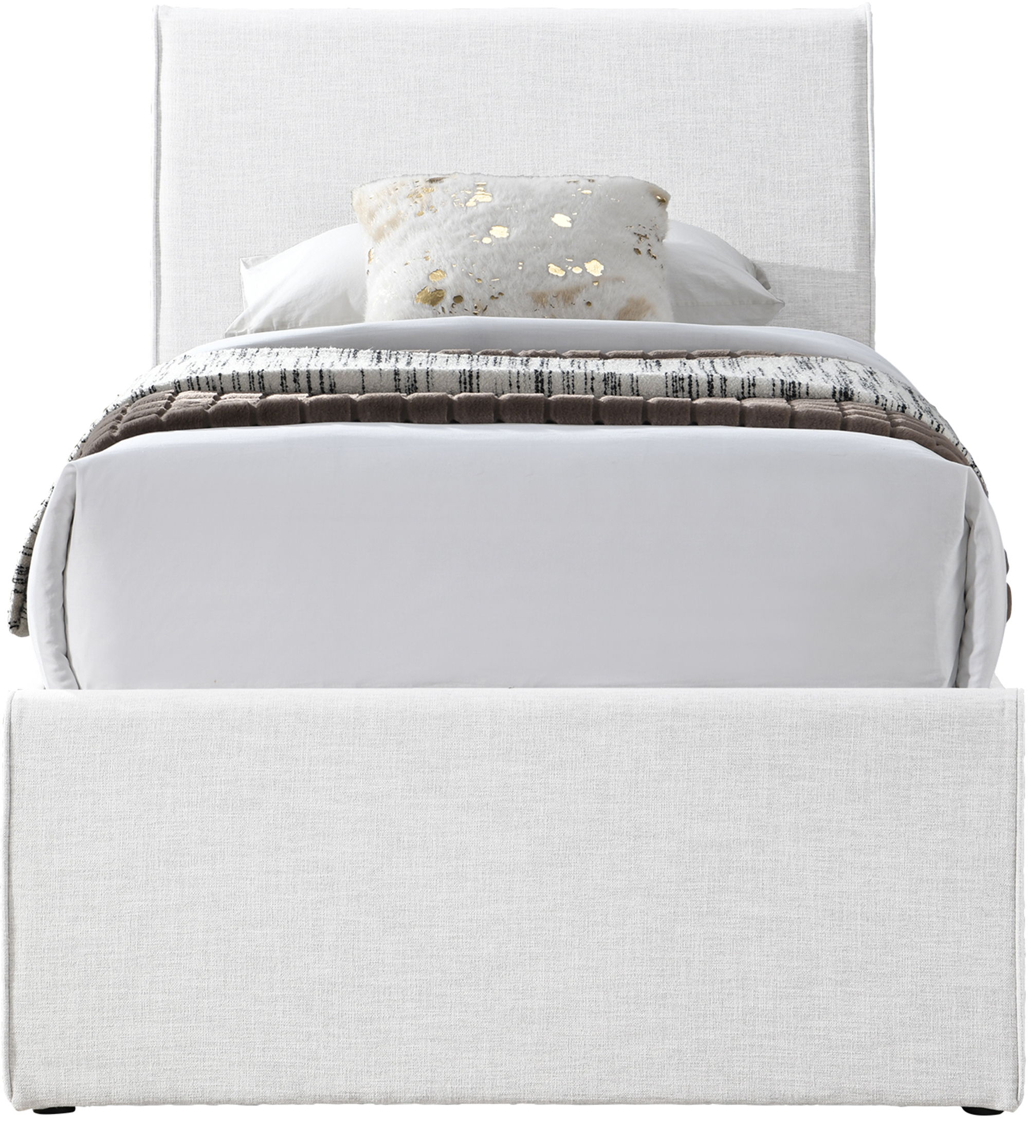 Myles - Linen Twin Trundle Bed - Cream