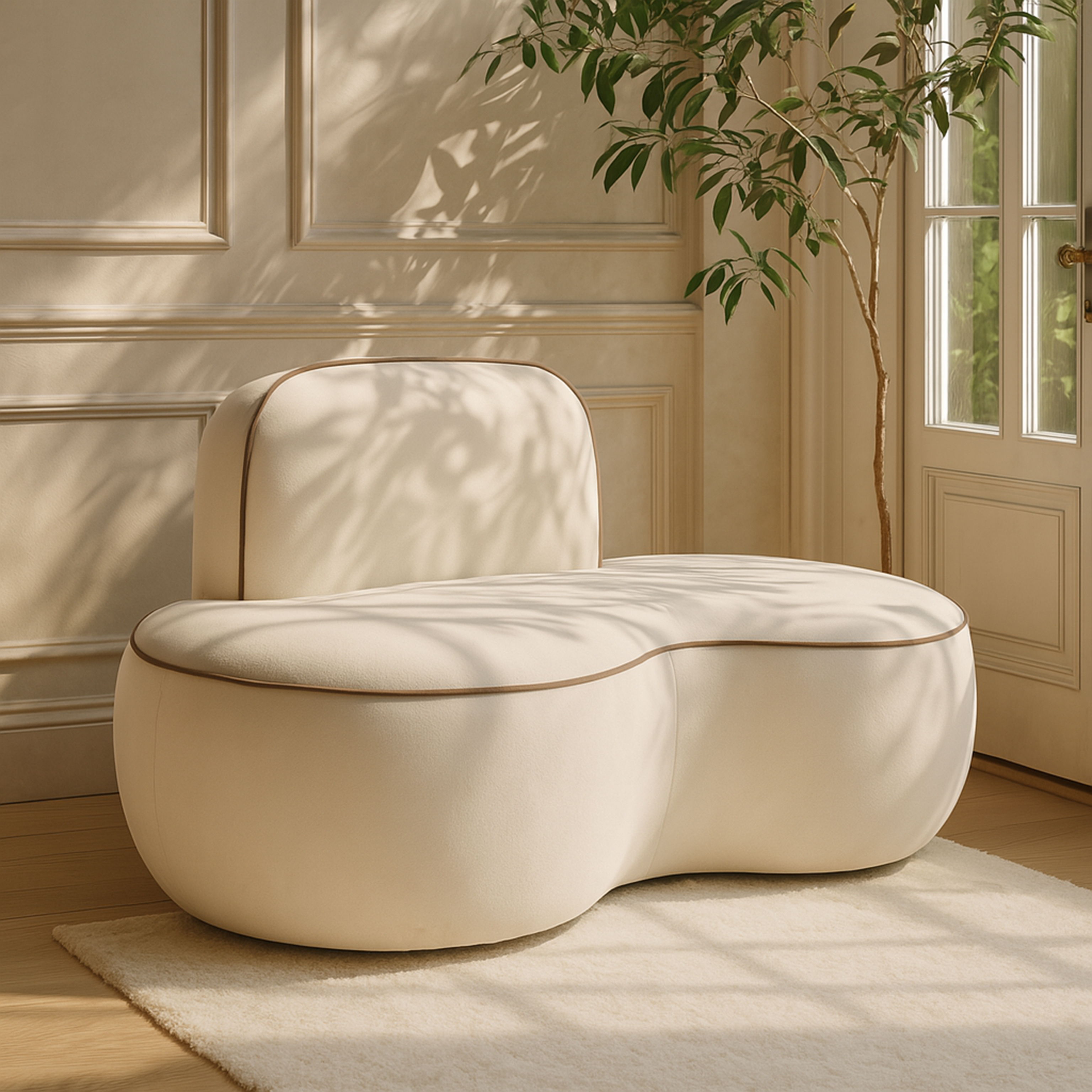 Swerve - Velvet Upholstered Chair - Cream
