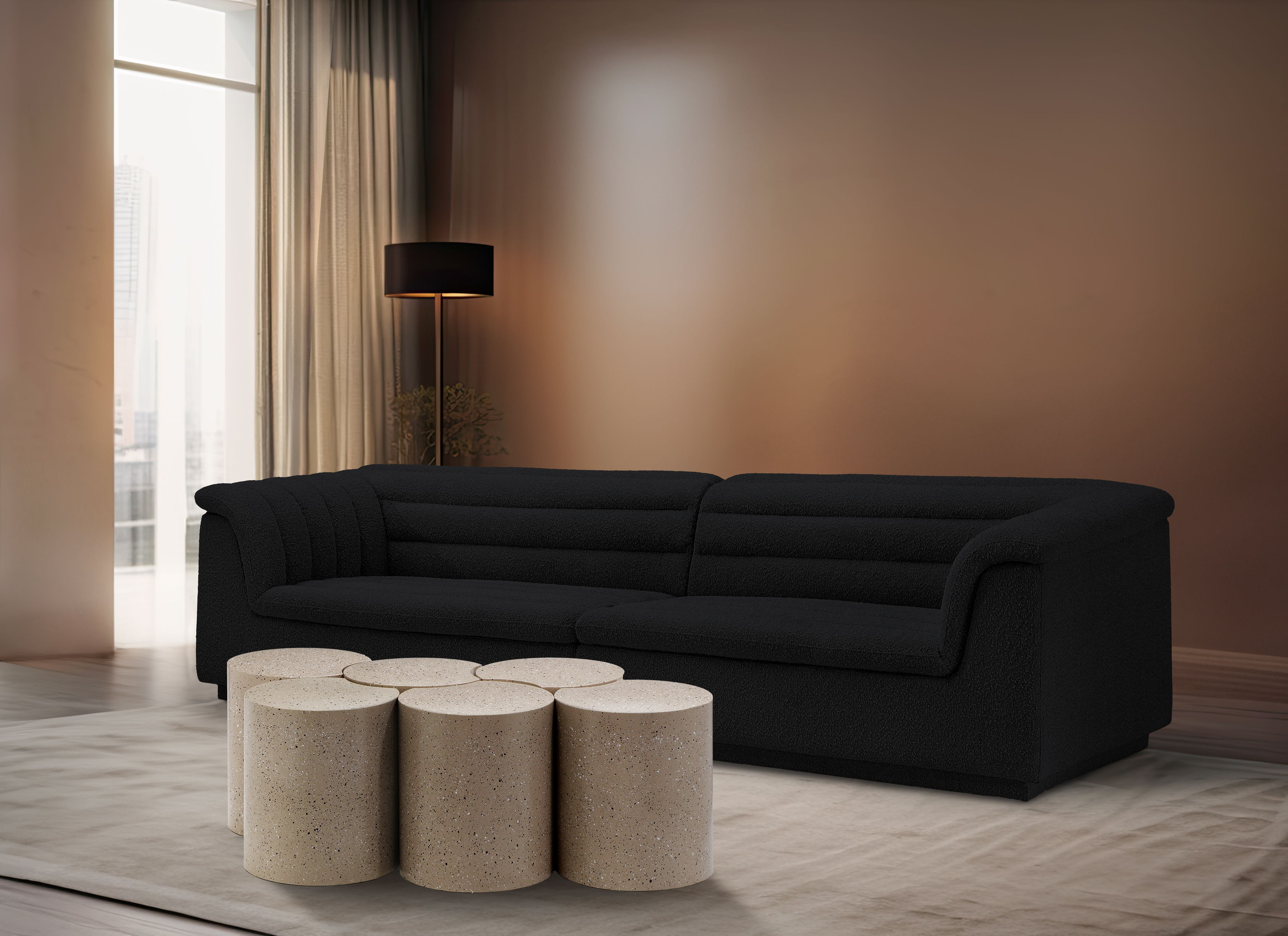 Dimple - 20" 6 Piece Modular Coffee Table - Taupe Terazzo