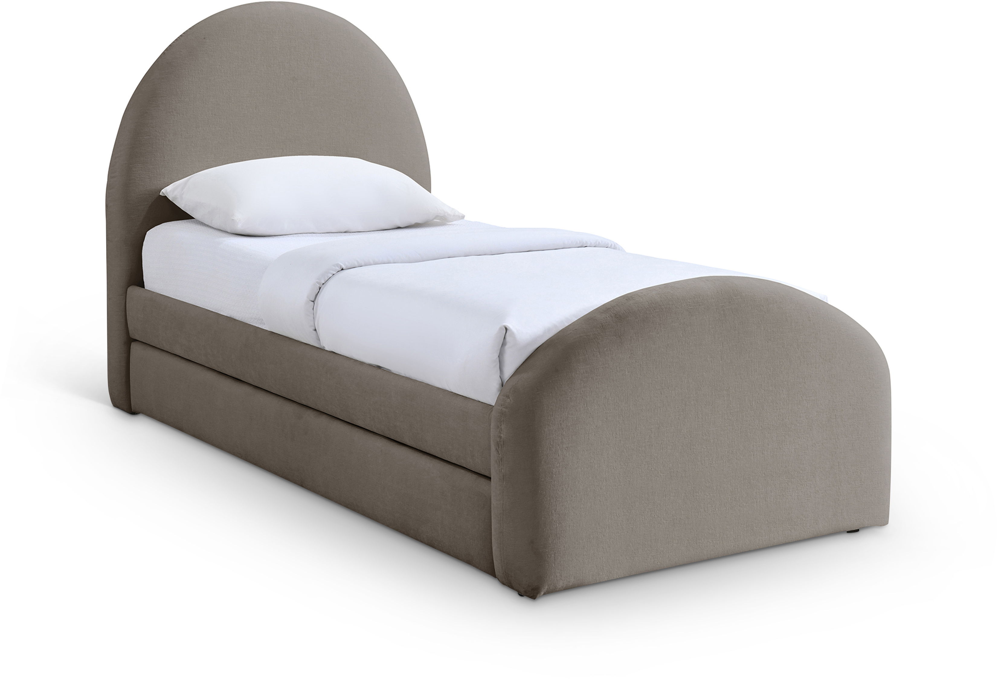 Andaz - Chenille Fabric Upholstered Twin Trundle Bed - Taupe