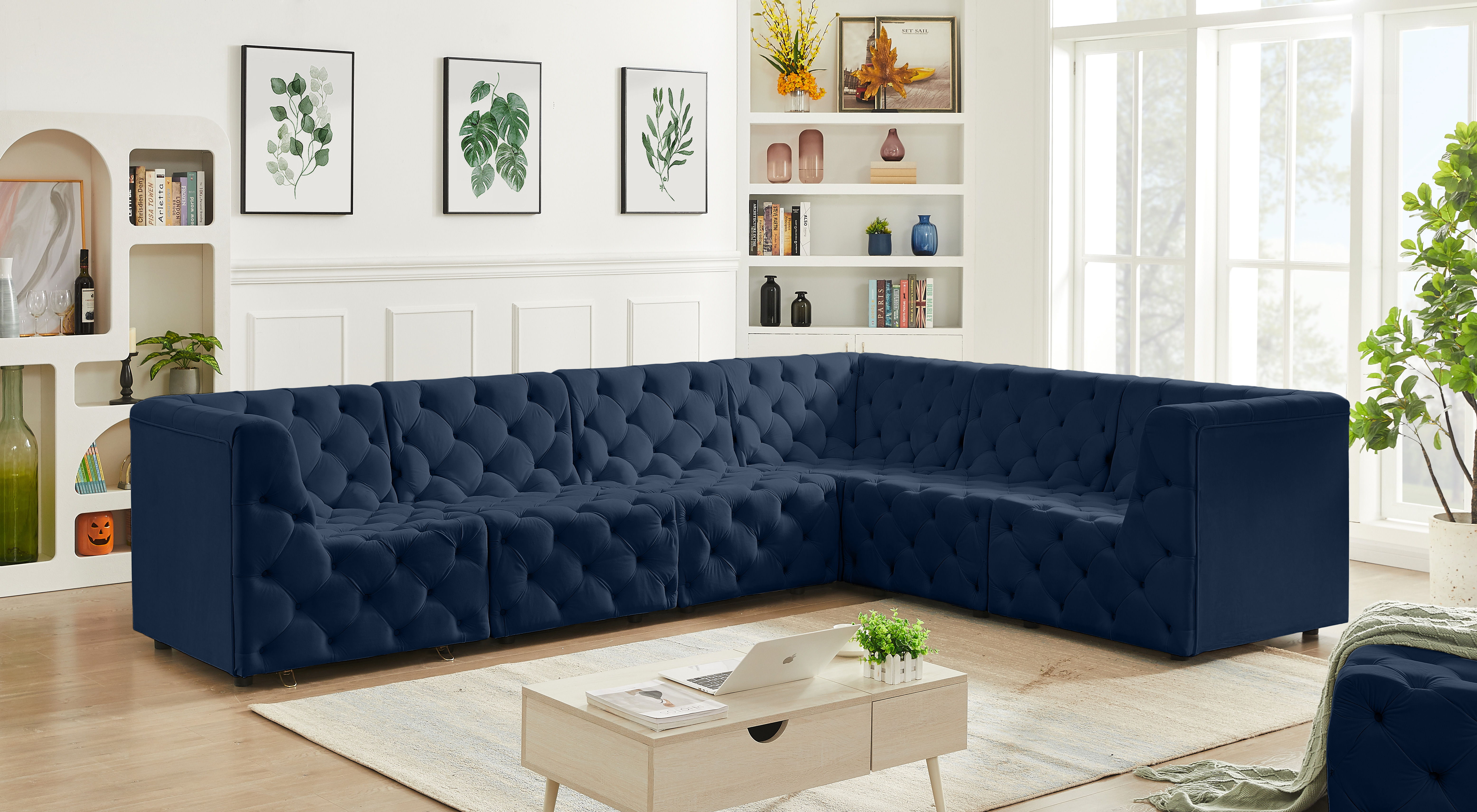 Tuft - 6 Piece Modular Corner Sectional - Navy