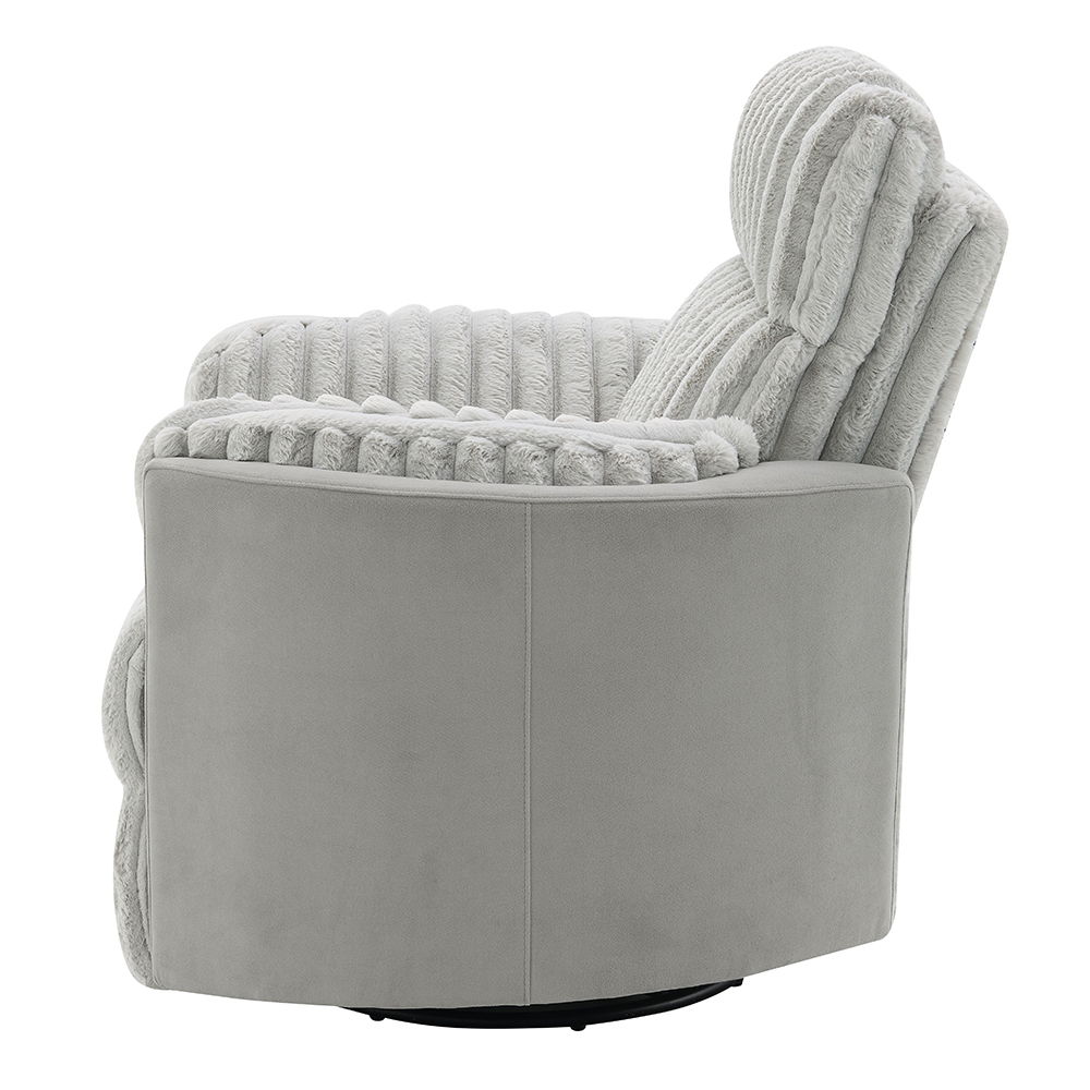 Emee - Glider Recliner With Swivel - Gray Corduroy, light gray, view 4