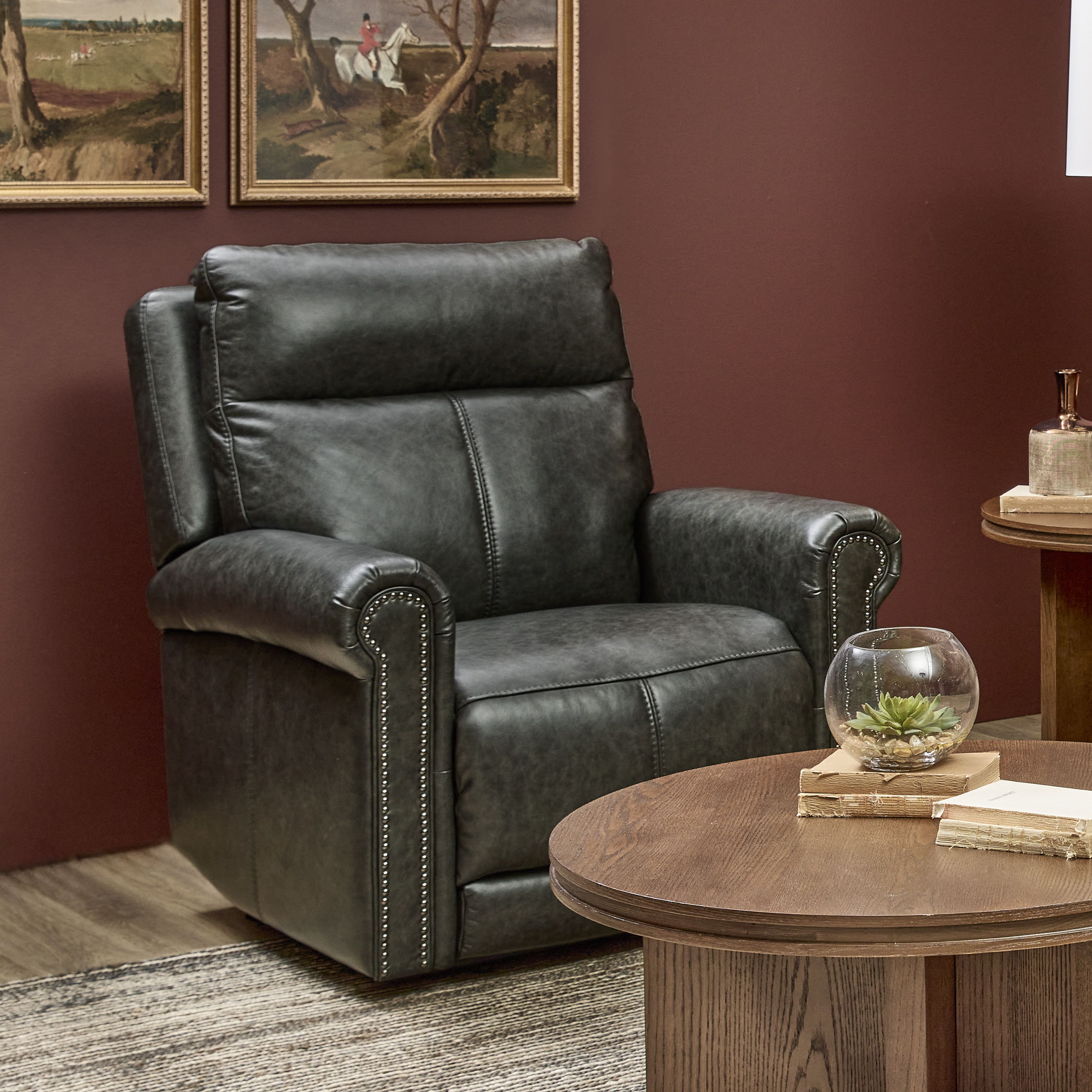 Alexander - Power Recliner With Power Headrest & Lumbar - Weathered Stone Gray, dark gray, view 7