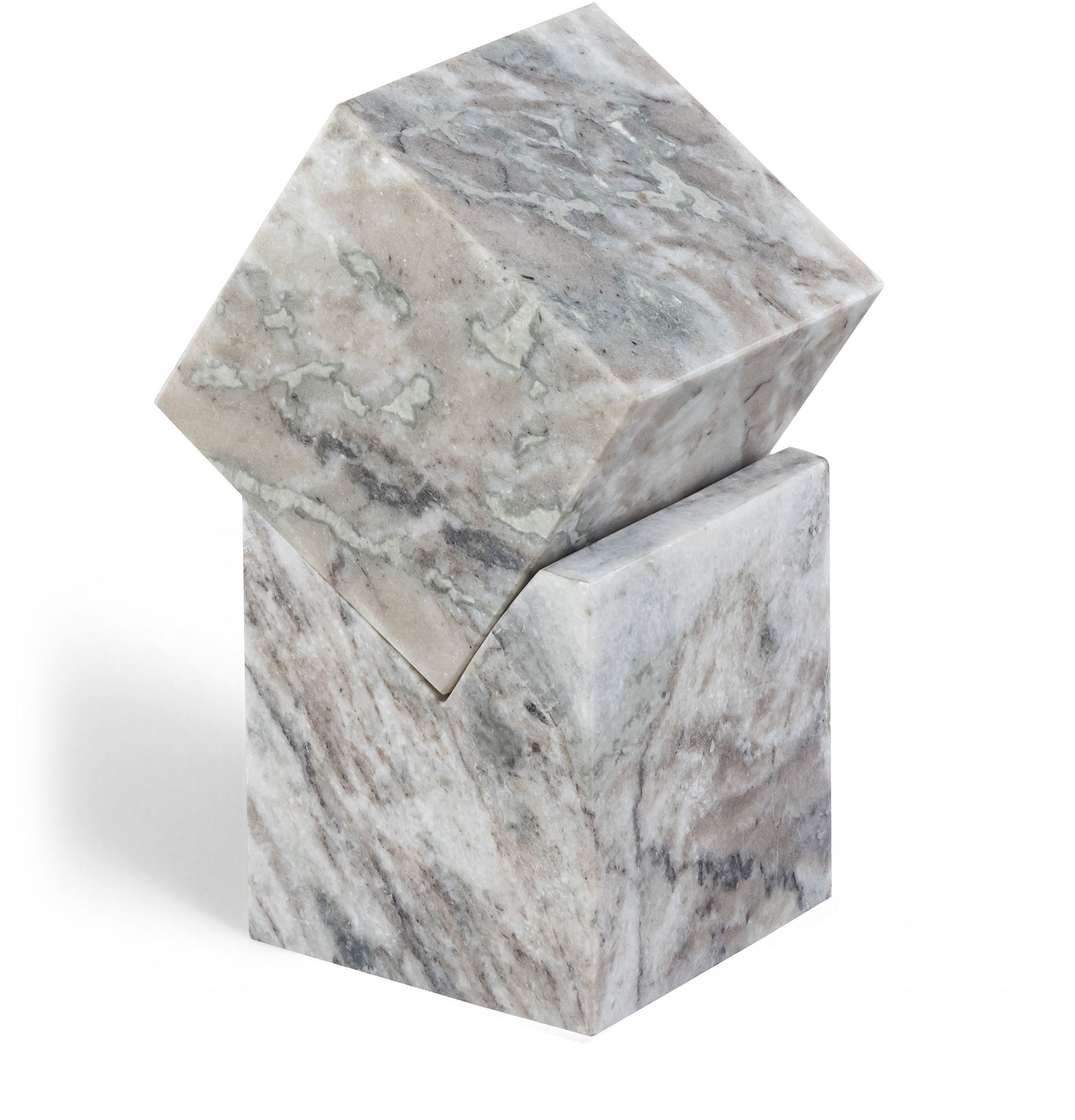 Quad - Marble Decorative Cube - Brown