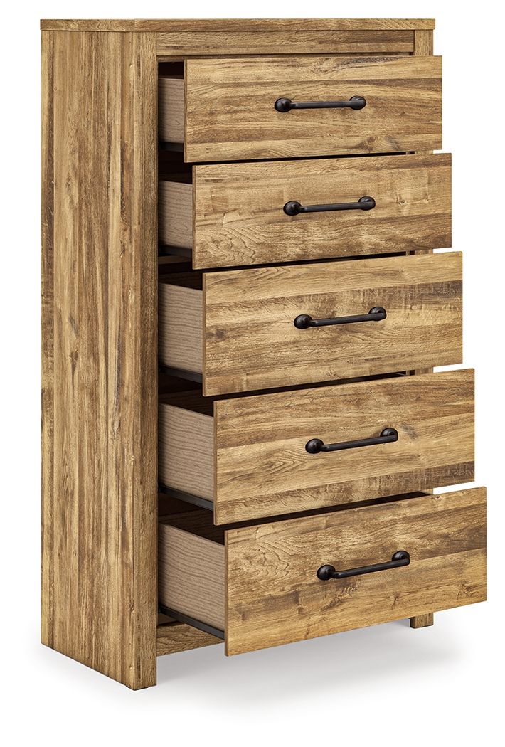 Ashley Furniture Maystonna - Five Drawer Chest - Brown - Image 4