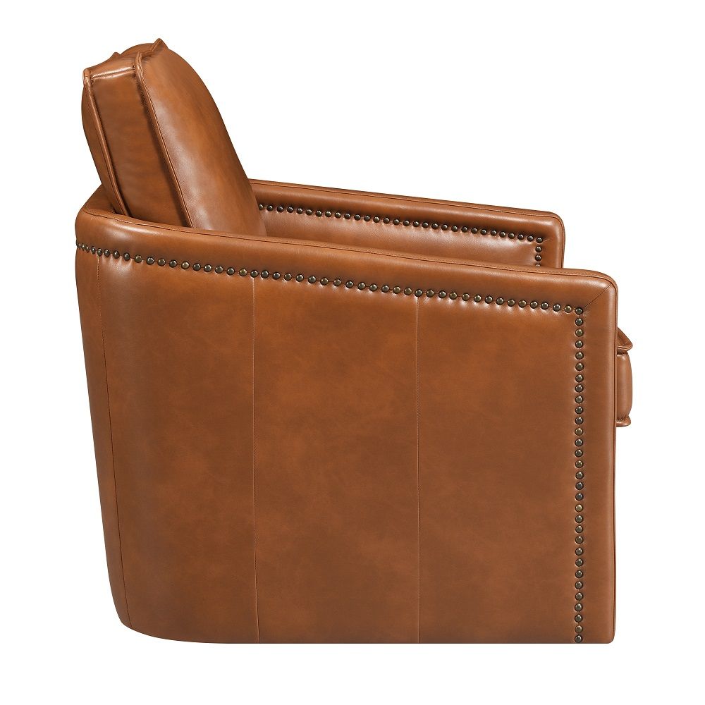 Rocha - Swivel Chair - Brown Leather Aire, dark brown, view 3