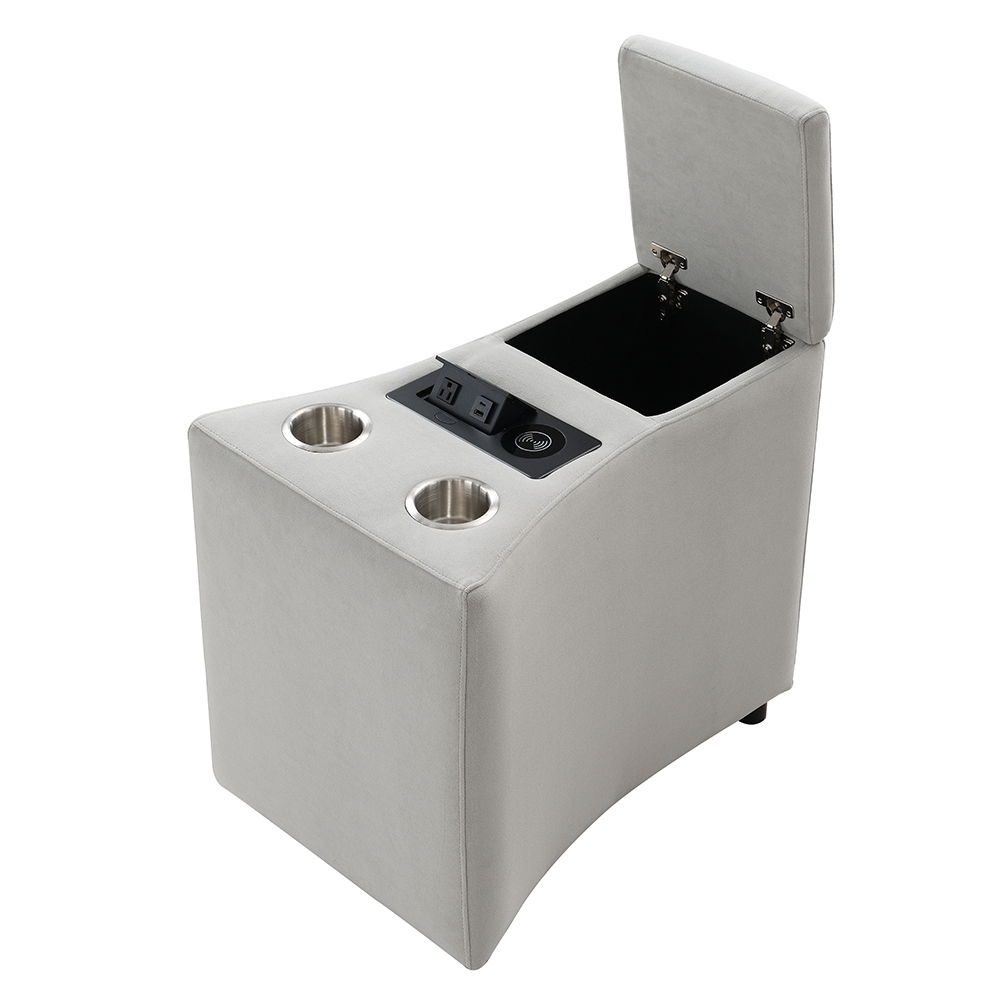 Emee - Console With USB - Gray Corduroy, light gray, view 5