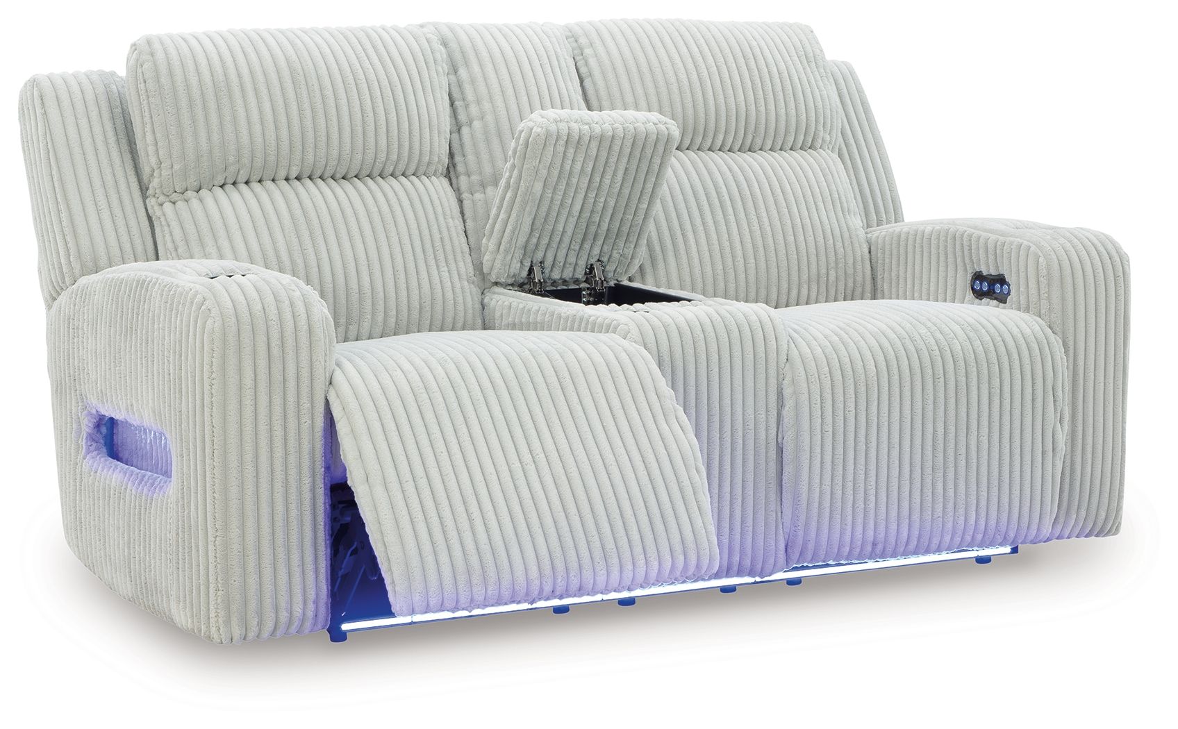 Forest Lake - Power Reclining Loveseat With Console / Adj Headrest - Alloy